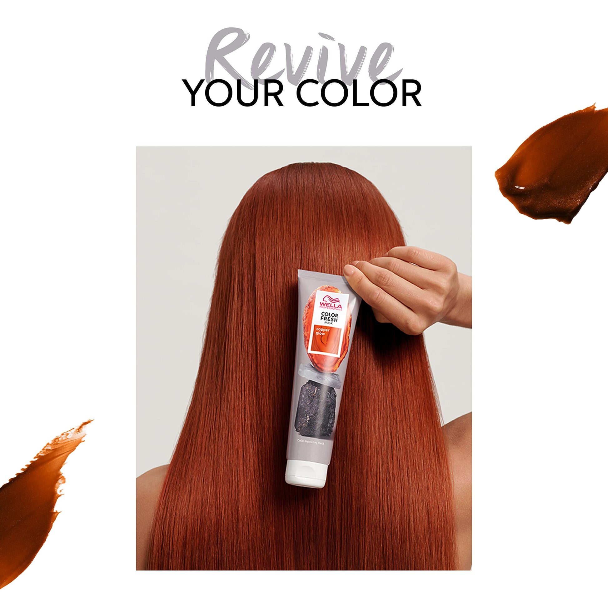 White Smoke Wella Professionals Color Fresh Mask | Copper Glow | Natural Shade | Hair Color-Depositing Mask | Vegan Formula with Avocado Oil | Zero Damage | Silicone Free | 5 Fl Oz