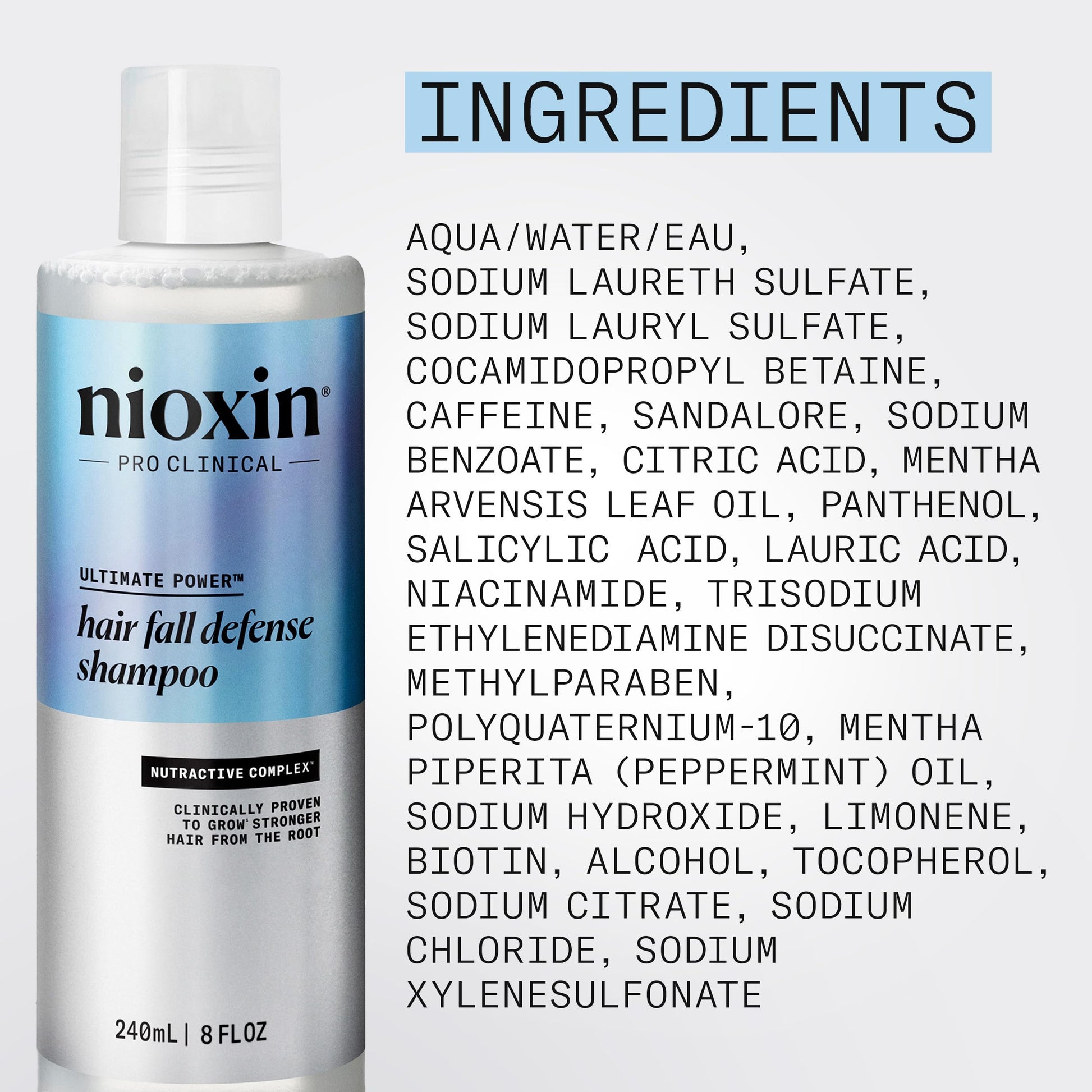 Lavender NIOXIN Hair Fall Defense Shampoo | Activates Hair Follicles for Visibly Less Hair Loss | With Niacinamide, Caffeine, Lauric Acid, and Sandalore | 8.1 Fl Oz.