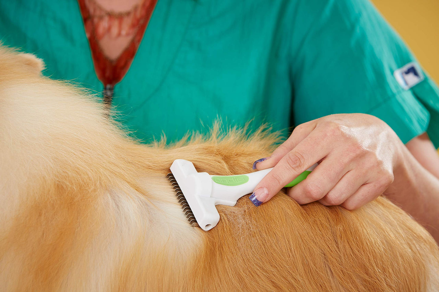 Dark Cyan Andis 65760 Deshedding Tool for Cats & Dogs - Reduces Shedding up to 90% - Quick & Clean Grooming - Skin-Friendly Dematting brush with Non-Slip Rubber Handles