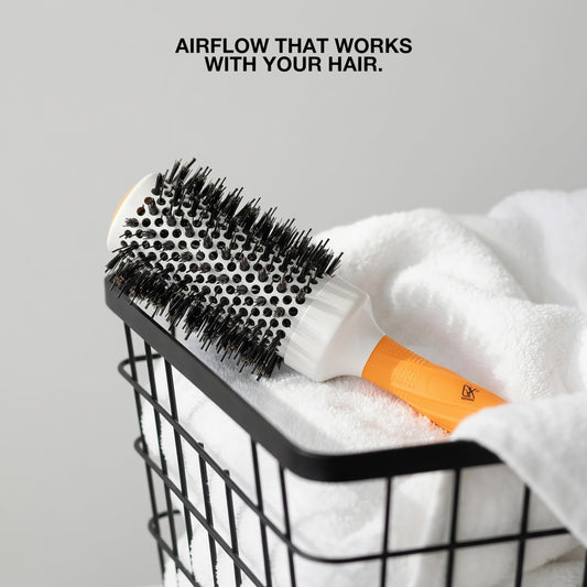 Gray GK HAIR Global Keratin Professional Large Thermal Extra Round Brush 43mm Ceramic Coated Barrel Anti Static Frizz Control Blow Drying Styling Detangling for Long Short Curly Tangle Straight Hair Unisex