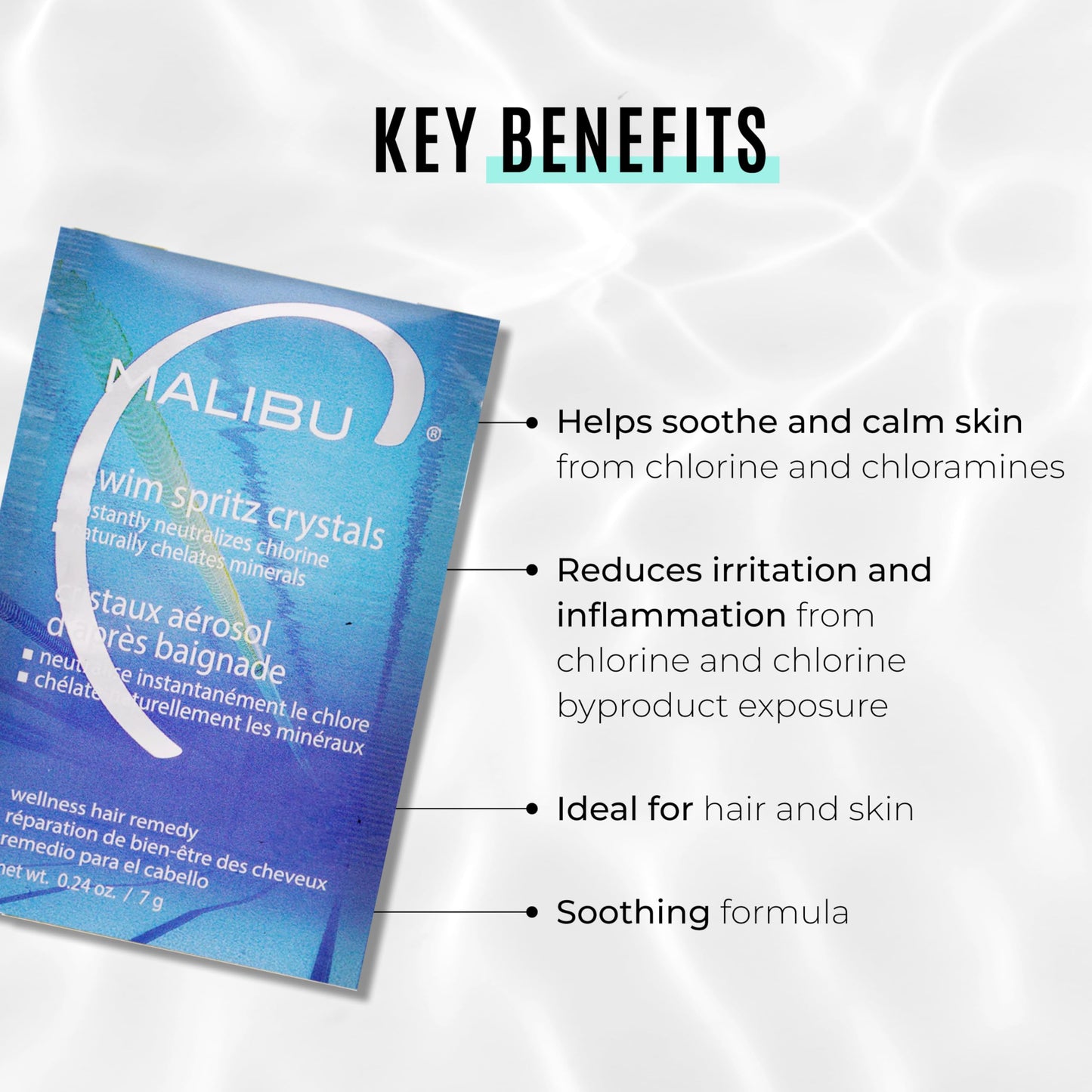 White Smoke Malibu C Swim Spritz Crystals - Freshly Activated Vitamin C Hair and Skin Spray for Post-Swim Chlorine Removal - 100% Vegan and Cruelty-Free (12 Packets)