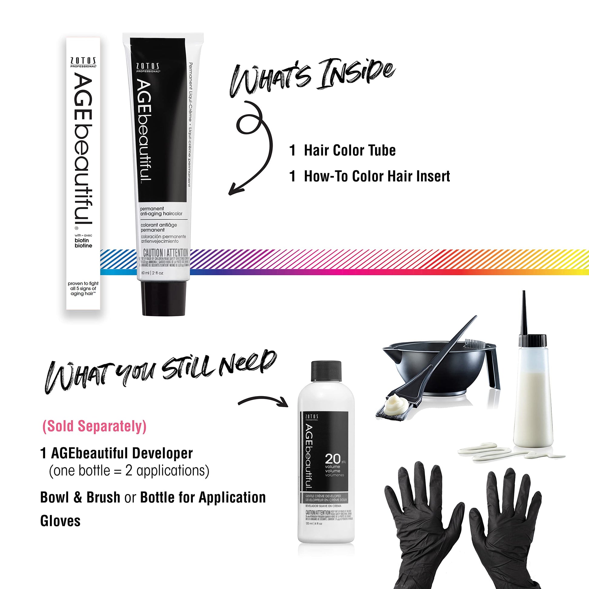 White Smoke AGE beautiful Permanent Hair Color Dye Liqui Creme | 100% Gray Coverage | Anti-Aging Haircolor | Biotin for Thicker, Fuller Hair | Professional Salon Coloring | 4N Dark Brown