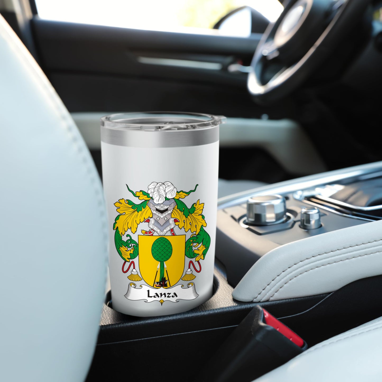 Black Lanza Coat of Arms - Family Crest Stainless Steel Insulated Tumbler