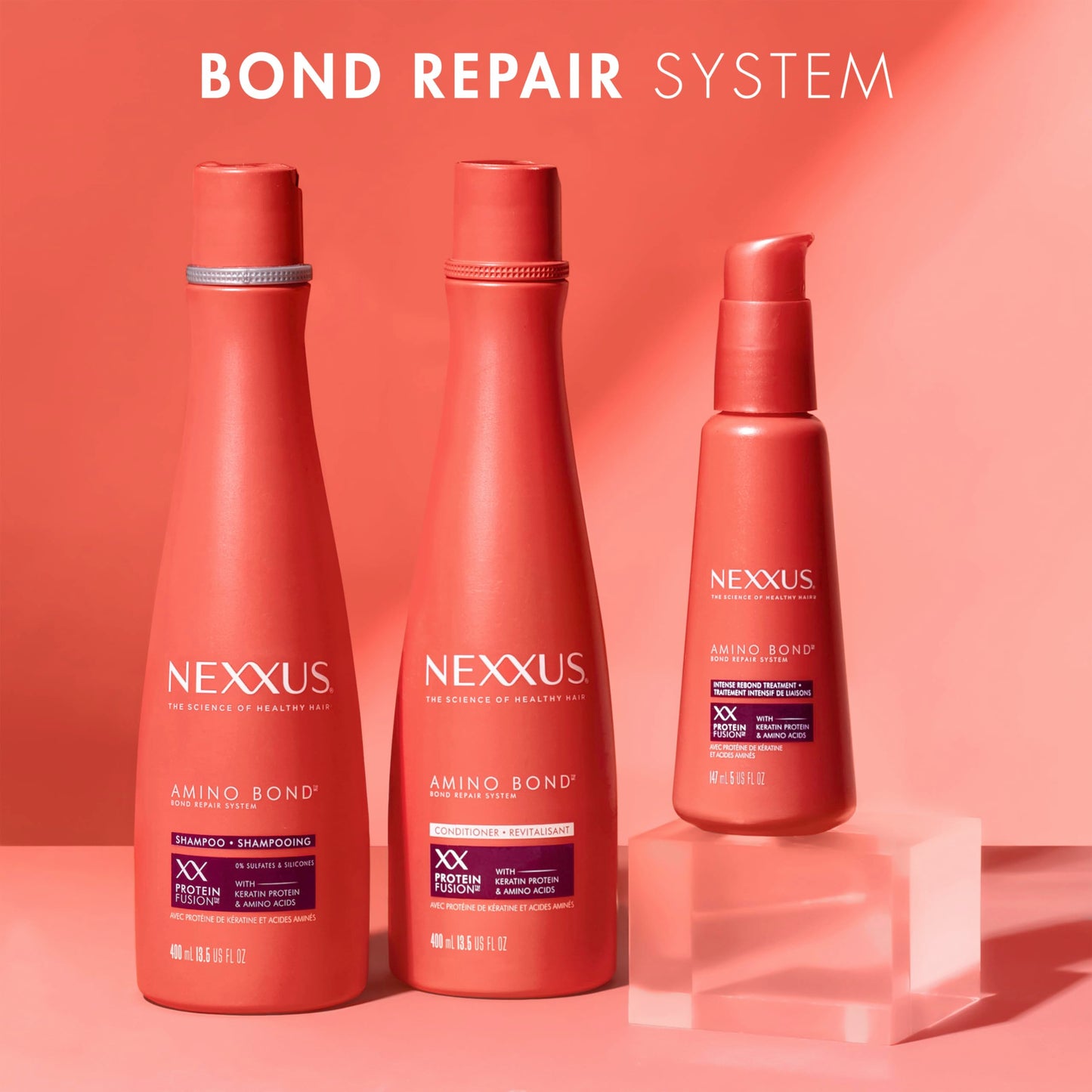 Light Salmon Nexxus Intense Bonding Treatment Amino Bond for Stronger, More Damage-Resistant Hair, with Amino Acids & Keratin Protein, 5 oz