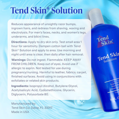 Alice Blue Tend Skin Solution for Unsightly Razor Bumps, Ingrown Hair and Razor Burns, Post Shaving and Waxing Toner for Men and Women, Made in USA, 16 Oz