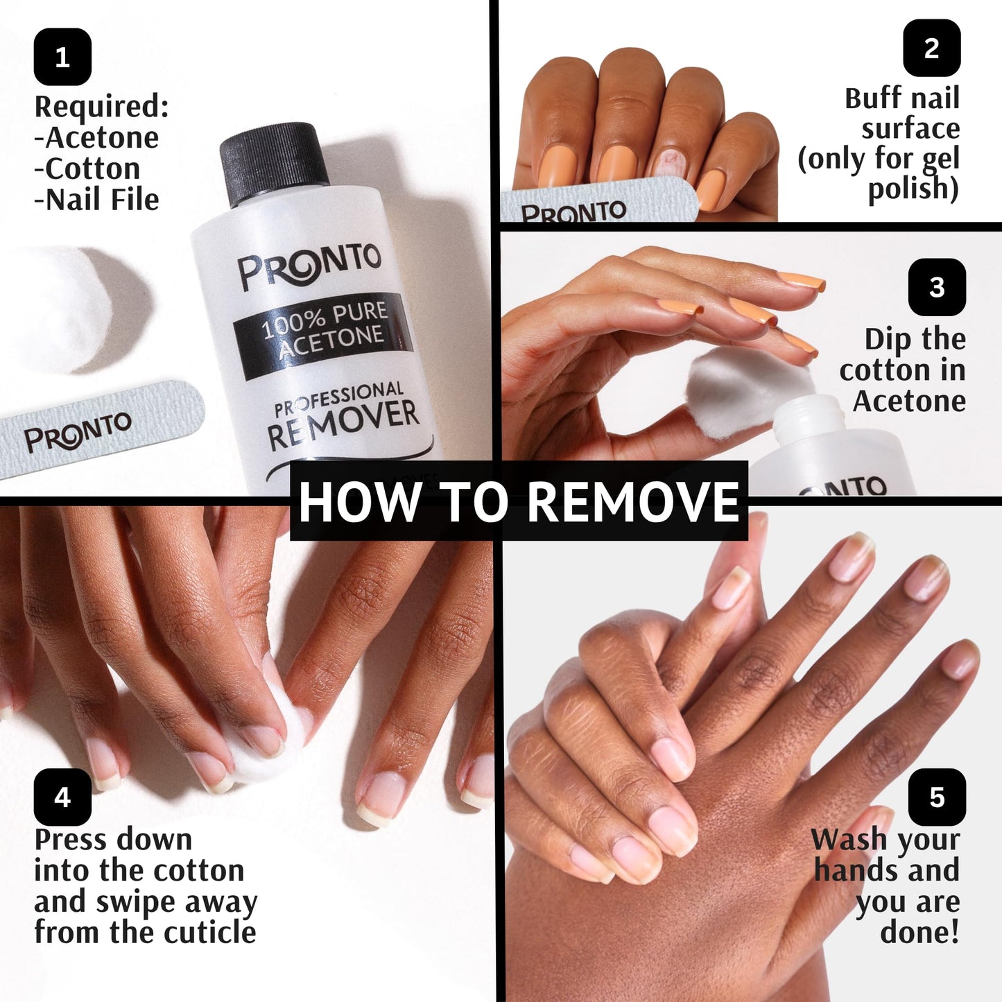 White Smoke Pronto 100% Acetone Gel Nail Polish Remover - Gel Polish Remover for Nails | Acetone Nail Polish Remover For Nails for Removal of Glue, Gel, Acrylic & Dip | Gel Polish Remover, 8 Fl oz