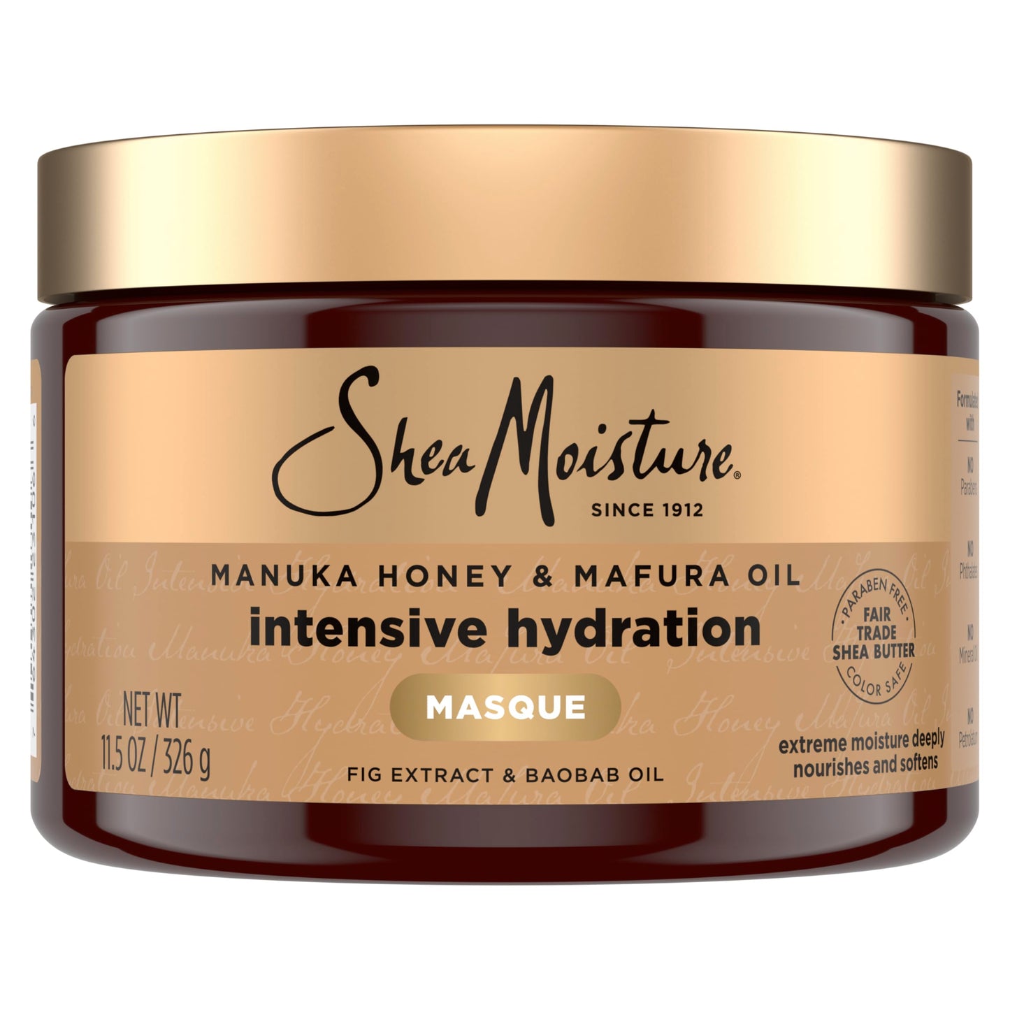 Rosy Brown SheaMoisture Intensive Hydration Hair Masque Manuka Honey & Mafura Oil For Dry, Damaged Hair Deep Conditioning Hair Treatment 11.5 oz