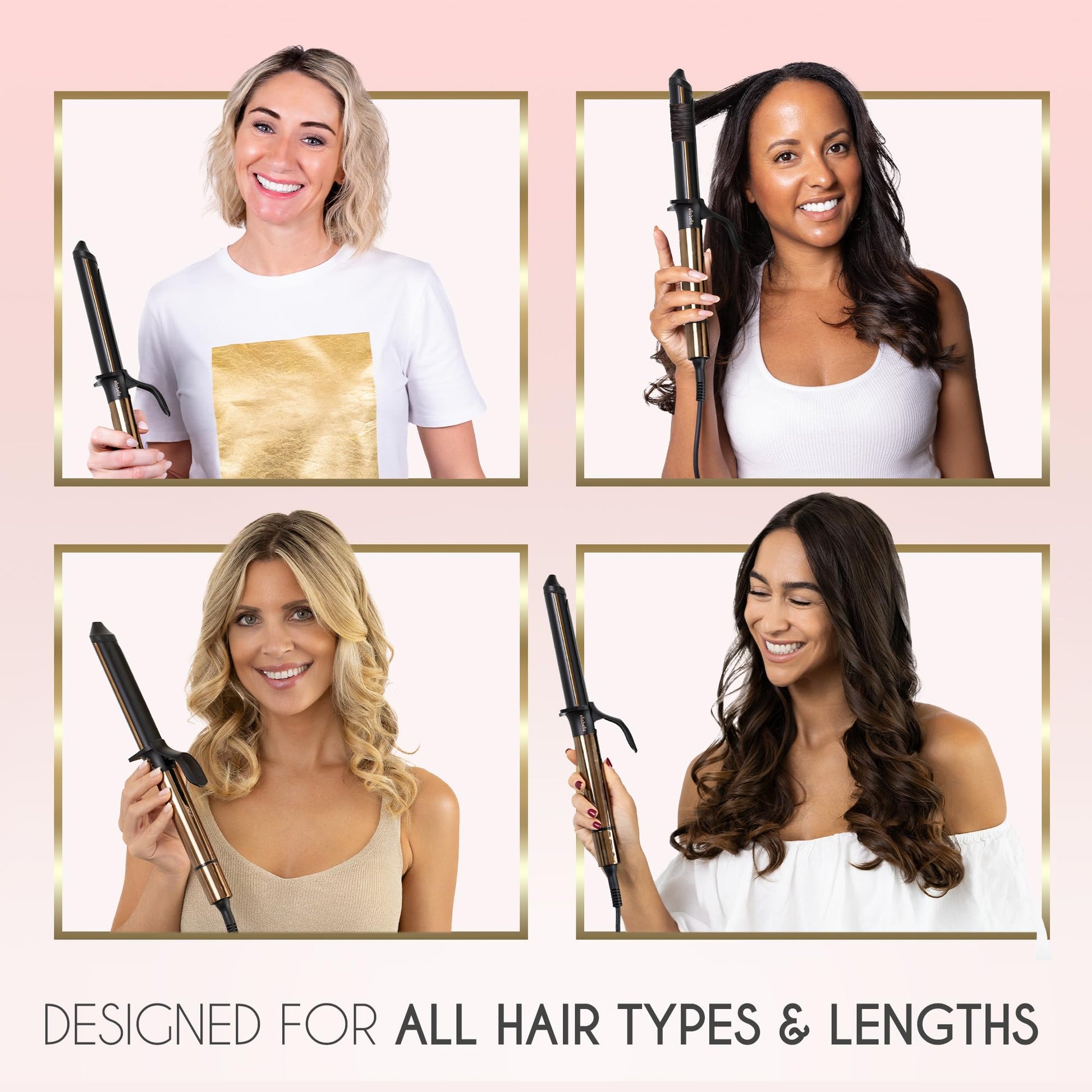 White Smoke ELLA BELLA® Curling Iron 1 Inch • Professional Hair Curler • Curling Wand • Ceramic Curling Irons • Transform Your Look in Seconds • Suitable for All Hair Types • Say Goodbye to Heat Damage