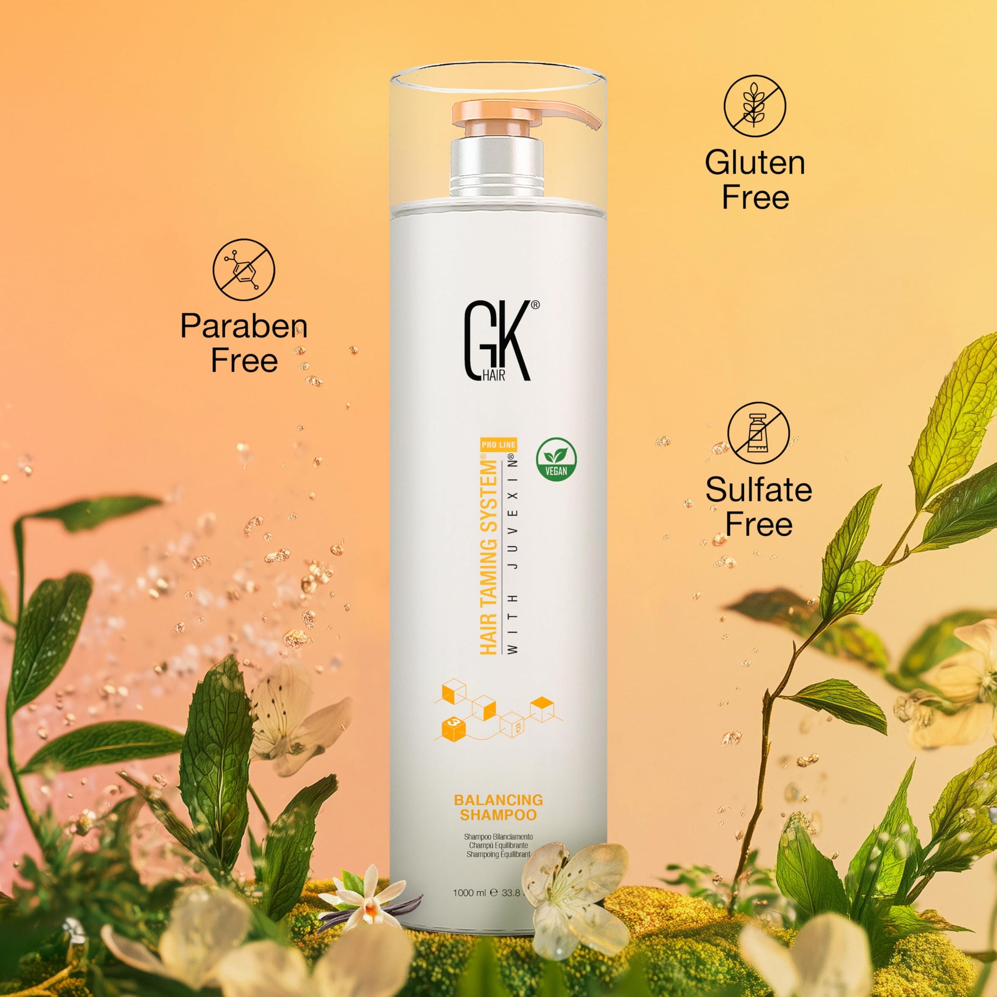 Light Salmon GK HAIR Balancing Shampoo Repairs Dry Damage For Oily Flaky Itchy Scalp Thinning Removes Impurities Deep Cleansing Natural Moisture Keratin Treatment Sulfate Parabem Free All Hair Types - 33.8 Ounce