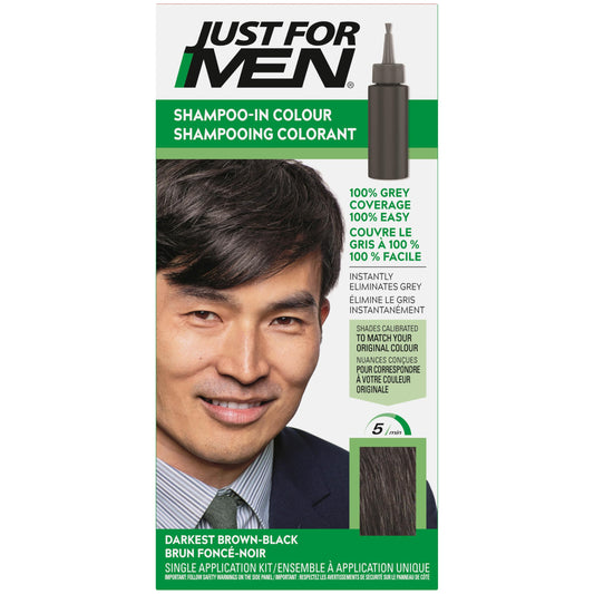 Lavender Just For Men Shampoo-In Color (Formerly Original Formula), Mens Hair Color with Keratin and Vitamin E for Stronger Hair - Darkest Brown-Black, H-50A, Pack of 1