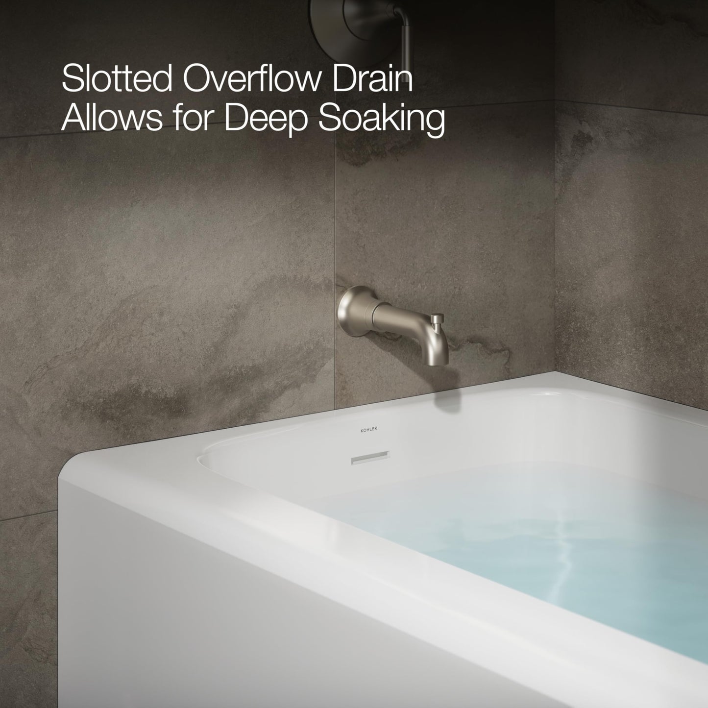 Dark Olive Green Kohler 25831-LA-0 Avec® 60" x 32" alcove bath, left drain, White