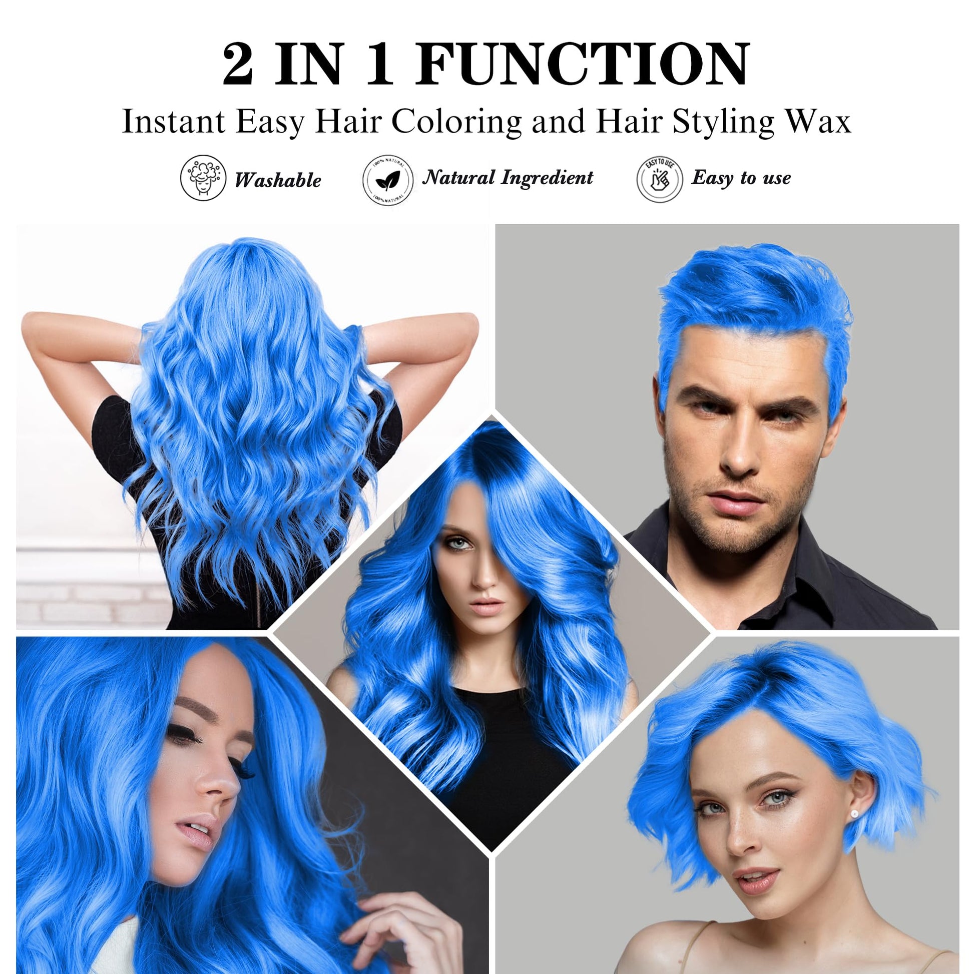 White Smoke Temporary Silver Gray Hair Spray Color Wax with Dye Brush, Instant Natural Hairstyle Cream 4.23 oz, Disposable Coloring Mud for Men Women Youth, Grey Styling Pomades, Party Cosplay DIY Halloween