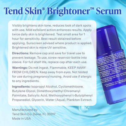 Alice Blue Tend Skin Brightoner Serum Roll On, Improves Appearance Of Uneven Skin Tone, Patches, and Dark Spots, Advanced Formula for Face and Body, 2.5 Oz