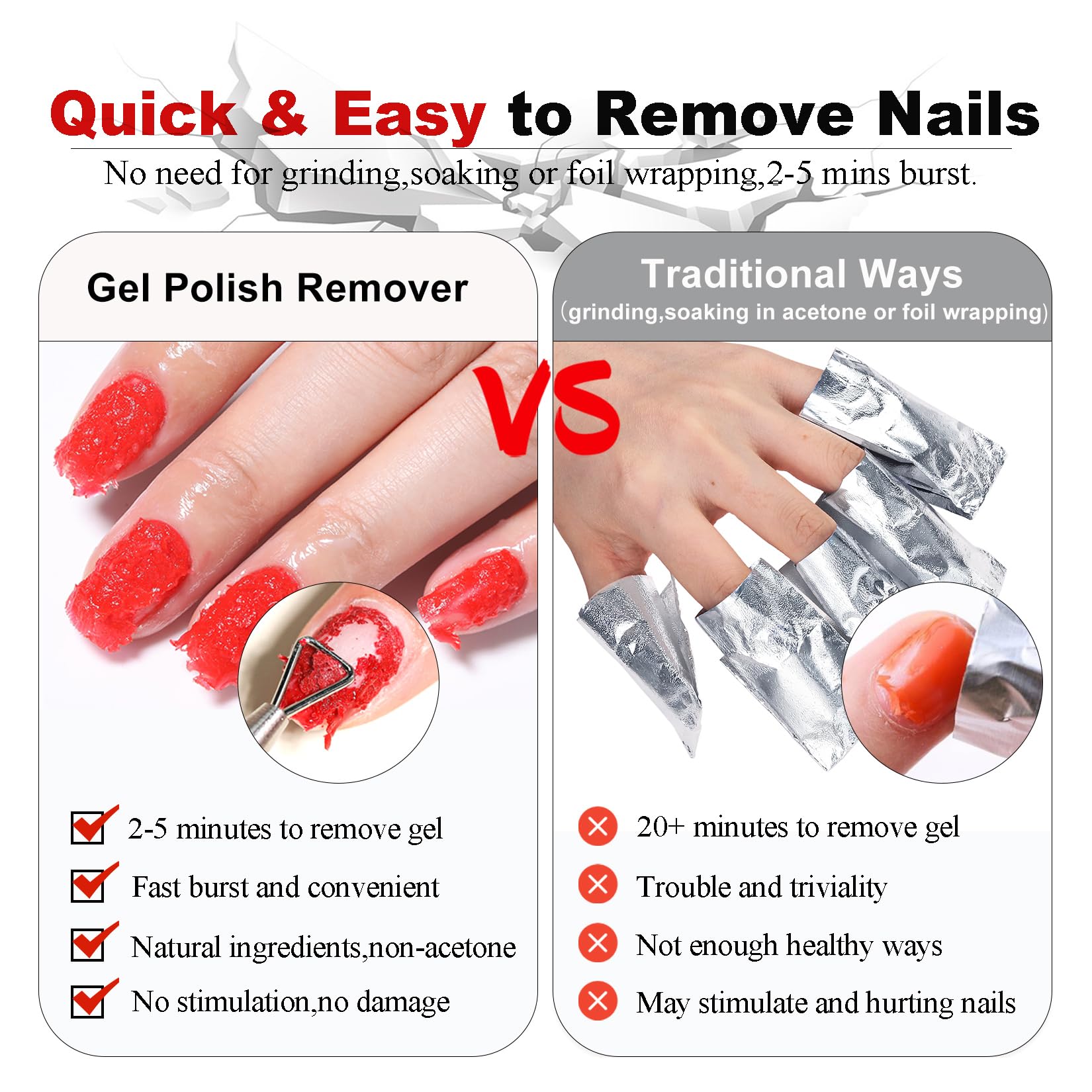 White Smoke Gel Nail Polish Remover - Gel Polish Remover Kit with Cuticle Oil & Latex Tape & Colored Peel Off Manicure Tools, Gel Remover for Nails 2-5 Minutes, No Soaking,Wrapping