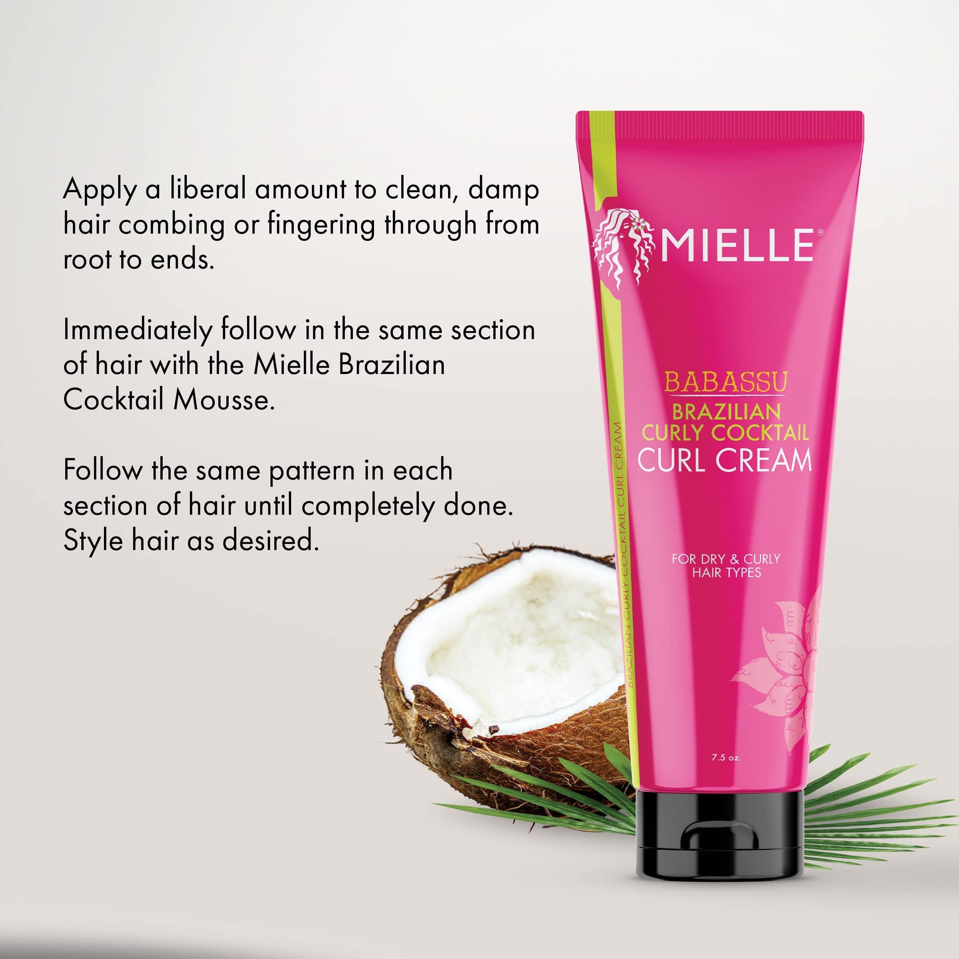 Light Gray Mielle Organics Brazilian Curly Cocktail Curl Cream (7.5 oz.)