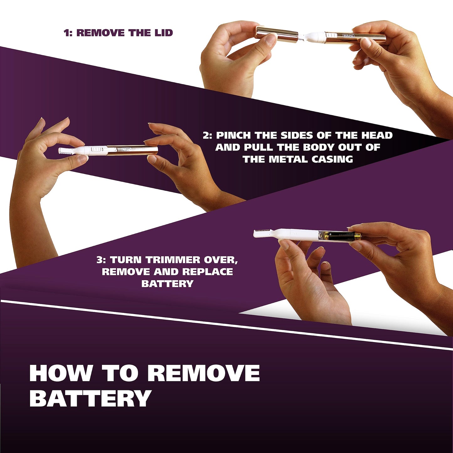White Smoke Wahl Clean & Confident Female Battery Pen Trimmer & Detailer with Rinseable Blades for Eyebrows, Facial Hair, & Light Grooming- Hygienic Grooming & Easy Cleaning with Battery Included'