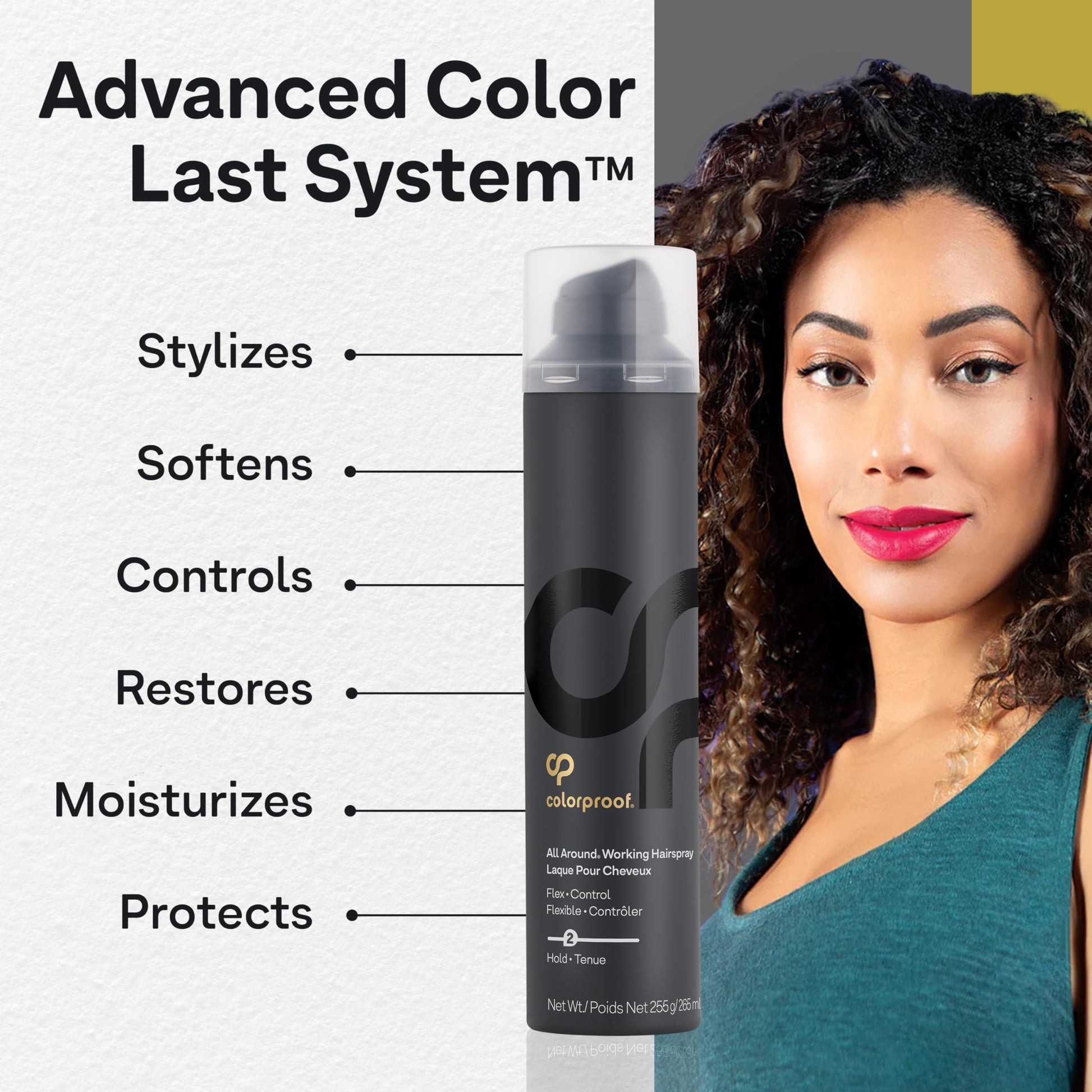 White Smoke Colorproof All Around Working Hair Spray 9 Fl. Oz. Hair Spray Flexible Hold with Black Currant, Jasmine & Peach Scent, Sulfate Free Hairspray