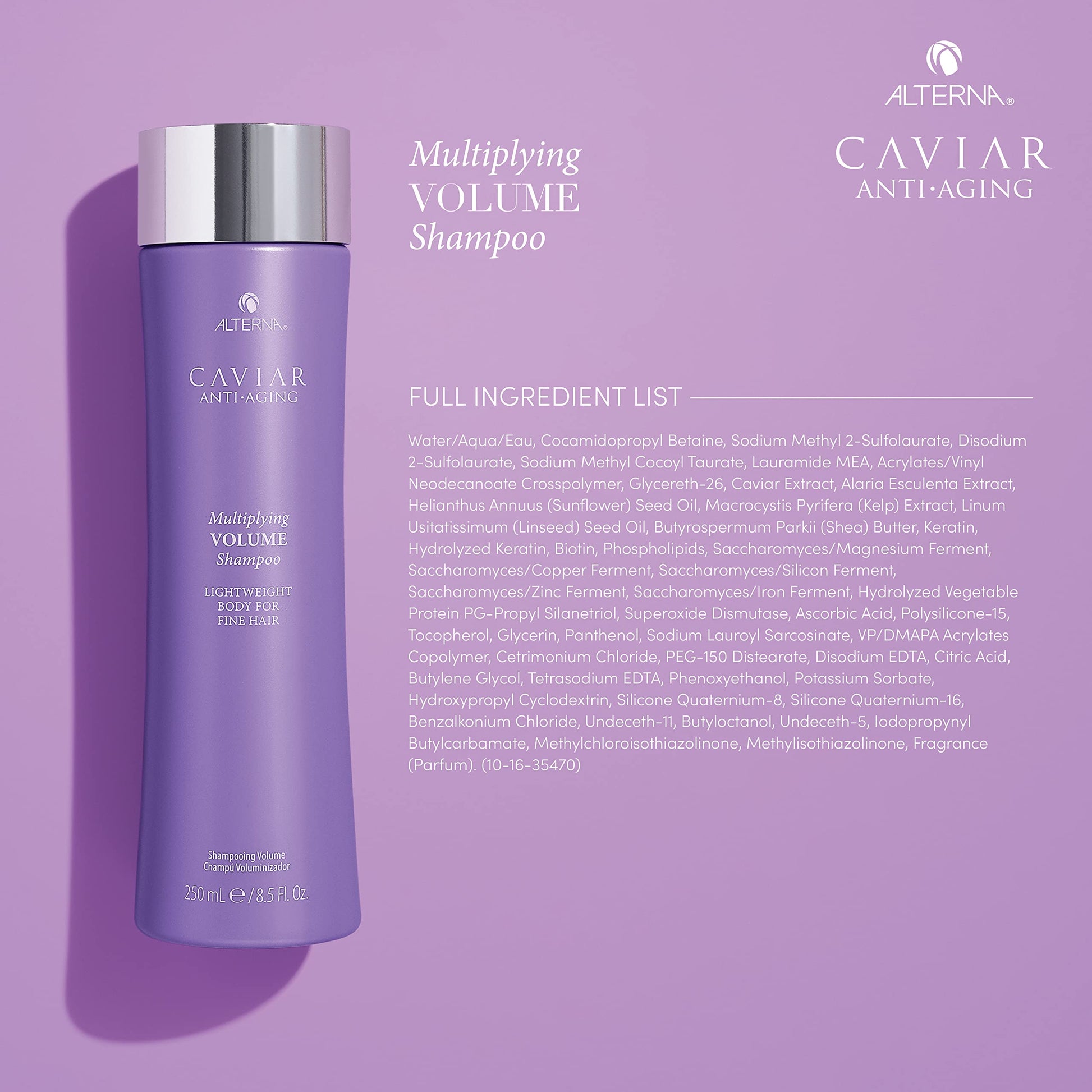 Dark Gray Alterna Haircare CAVIAR Anti-Aging Multiplying Volume Shampoo and Conditioner 16.5 oz | For Fine, Thin Hair | Create Instant Volume and Thickness | Sulfate Free