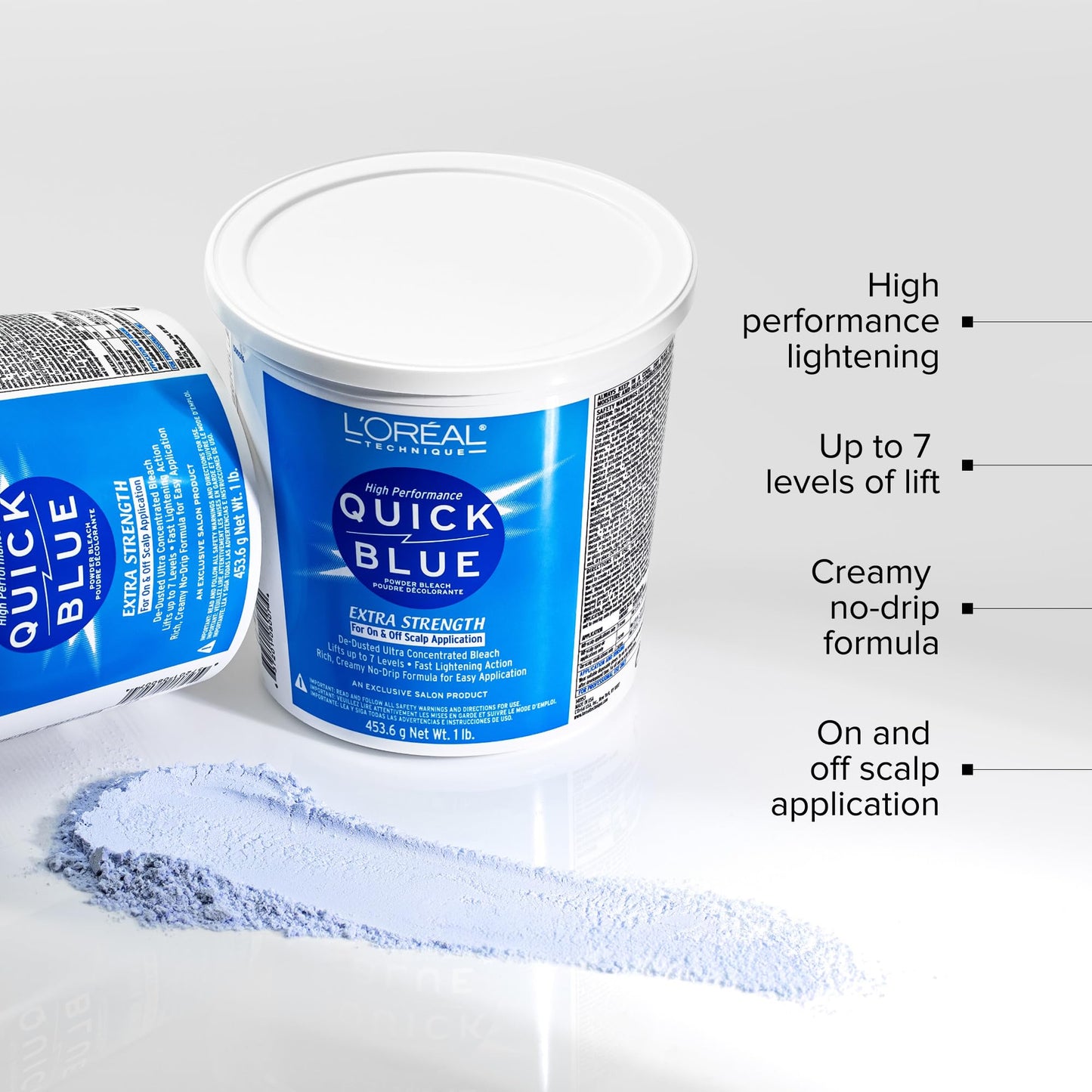 White Smoke L'Oréal Technique Quick Blue High Performance Bleach - Professional Hair Bleaching Powder, No Drip Formula, Extra Strength Lightening Action Lifts Up To 7 Levels, Single Application,1 Pound