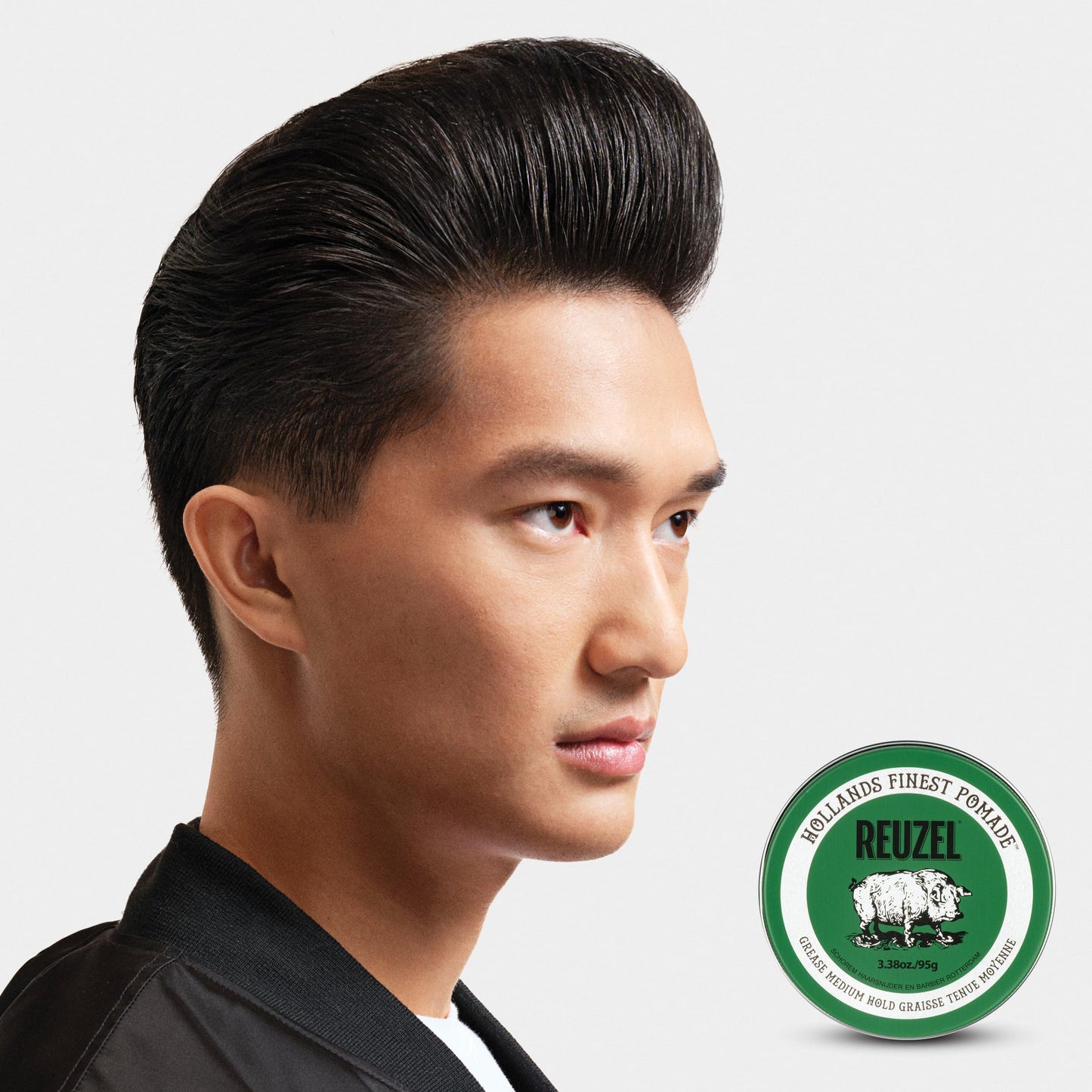 Lavender REUZEL Green Grease Pomade, Medium All Day Hold, Oil-Based Styling Wax, Medium Shine, Easy To Wash Out, For All Hair Types