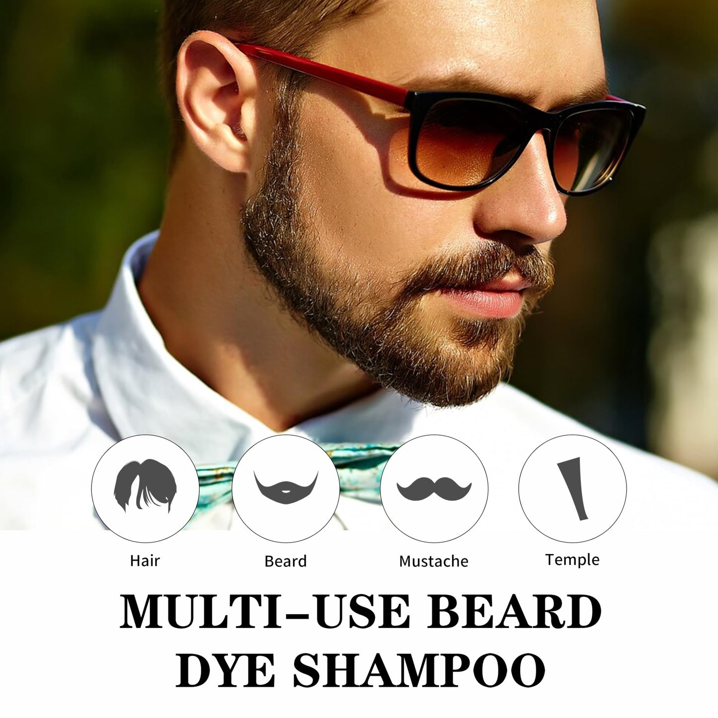 White Smoke COSYAGE Black Beard Dye Shampoo for Men 5 Minute Gray Coverage with Argan & Coconut Oil, No-Mess Formula, Lasts 5 Weeks, 200ML (Beard & Mustache)