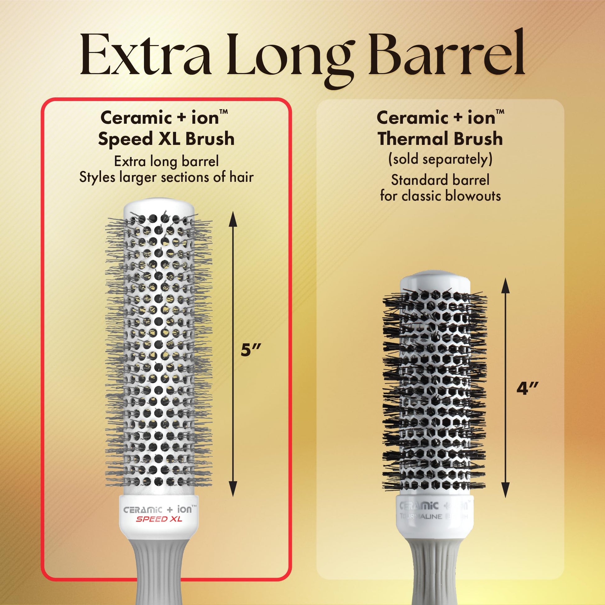 Pale Goldenrod Olivia Garden Ceramic + Ion Speed XL - Extra-Long Round Thermal Hair Brush - Not Electrical - Professional Blowout Brush for Normal to Thick Hair - 1 3/8"- Diameter Barrel - CIXL-35