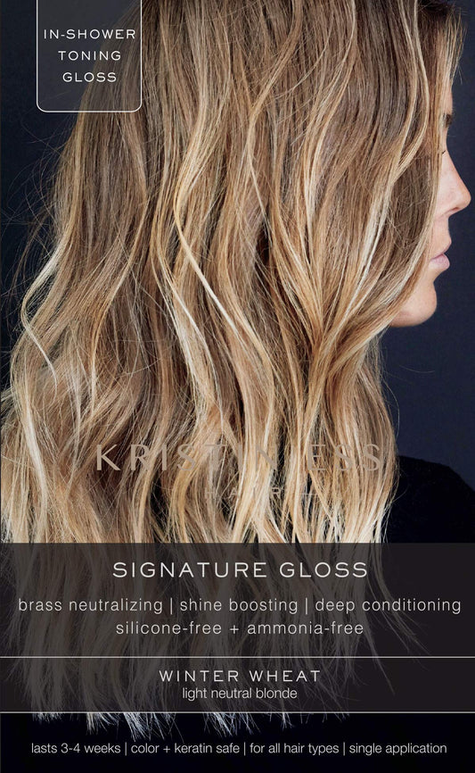 Black Kristin Ess Hair Gloss in Winter Wheat Light Neutral Blonde - 4 Wk Semi Permanent Hair Color for Women - Light Blonde Color Depositing Conditioner & Toner for Vibrant Color + Shine - Hair Dye Glaze