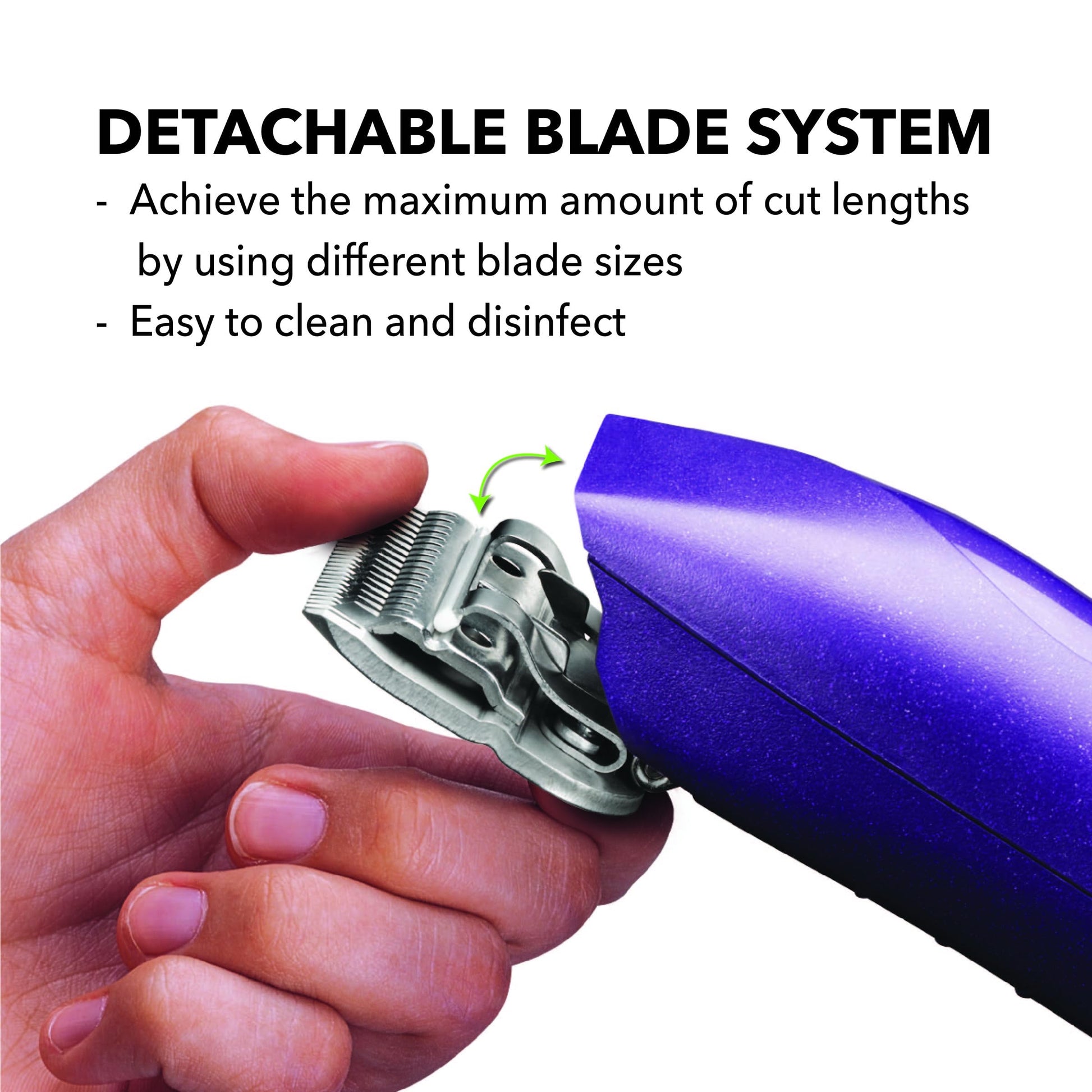 White Smoke Andis 24820 EasyClip Professional-Animal 7-Piece Detachable Ceramic Blade Clipper Kit, Frustration Free Packaging, Purple