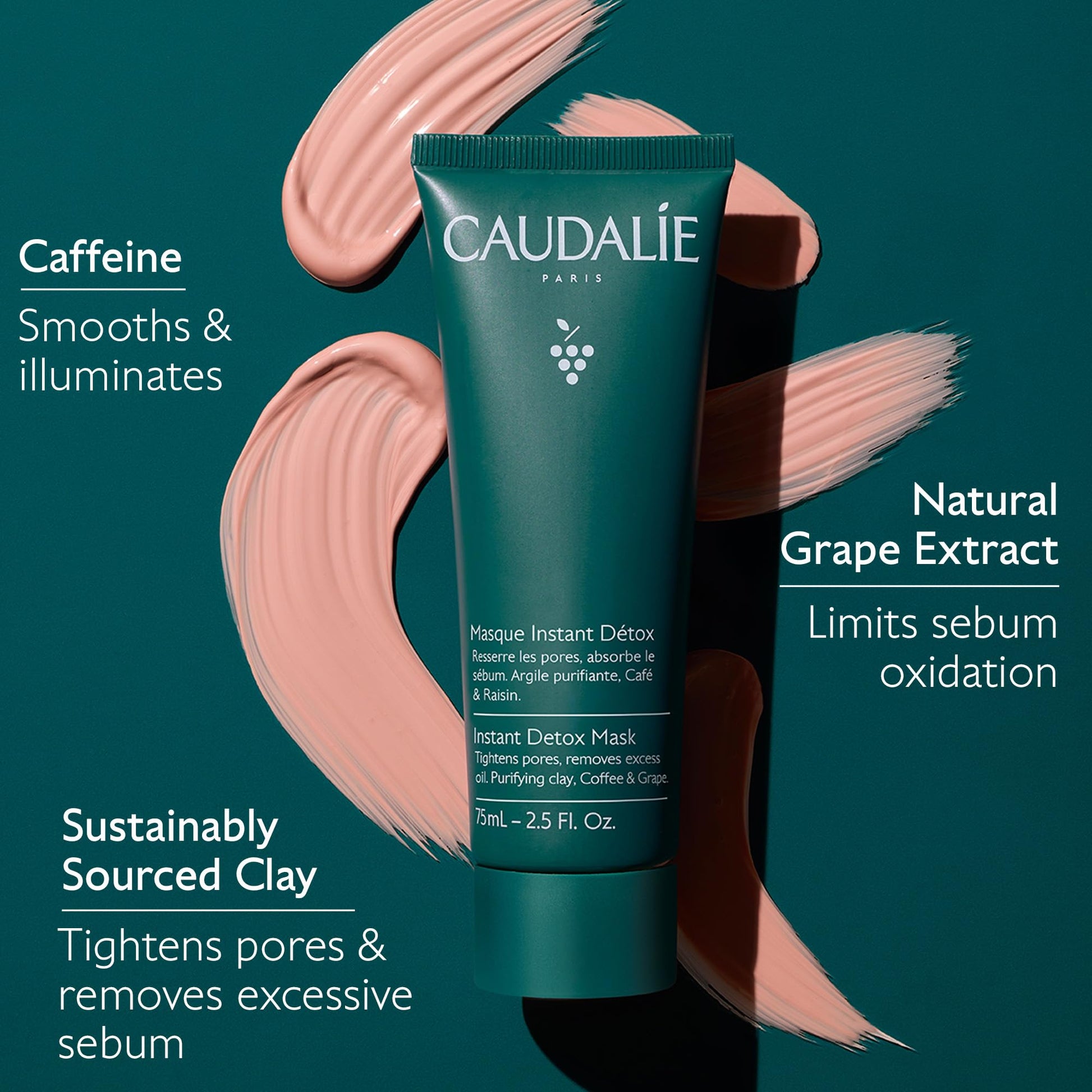 Dark Slate Gray Caudalie Instant Detox Mask, Pore Minimizing Face Mask - 75 mL