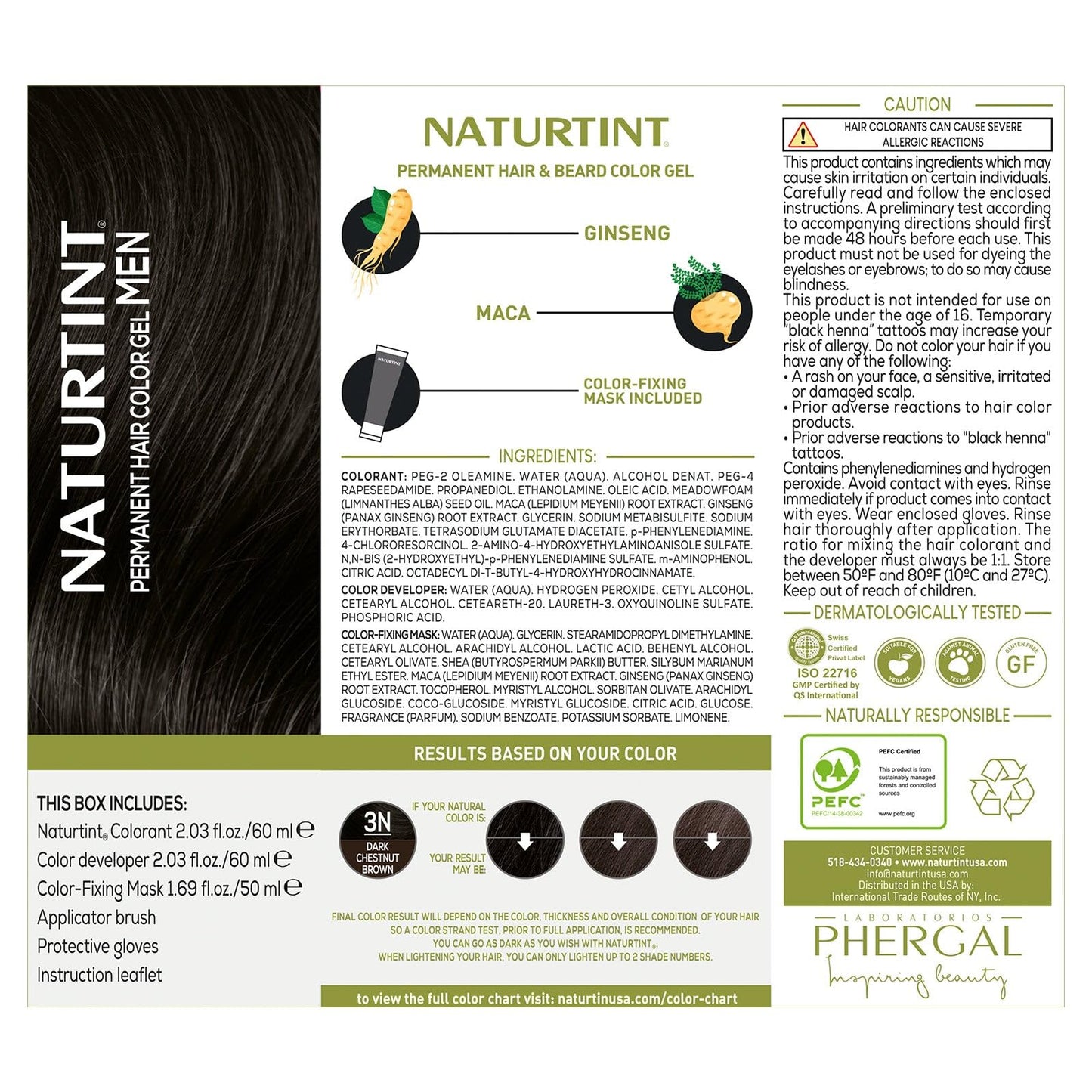 White Smoke Naturtint Mens Permanent Hair Color for Hair Beard and Mustache (3N Dark Chestnut Brown)