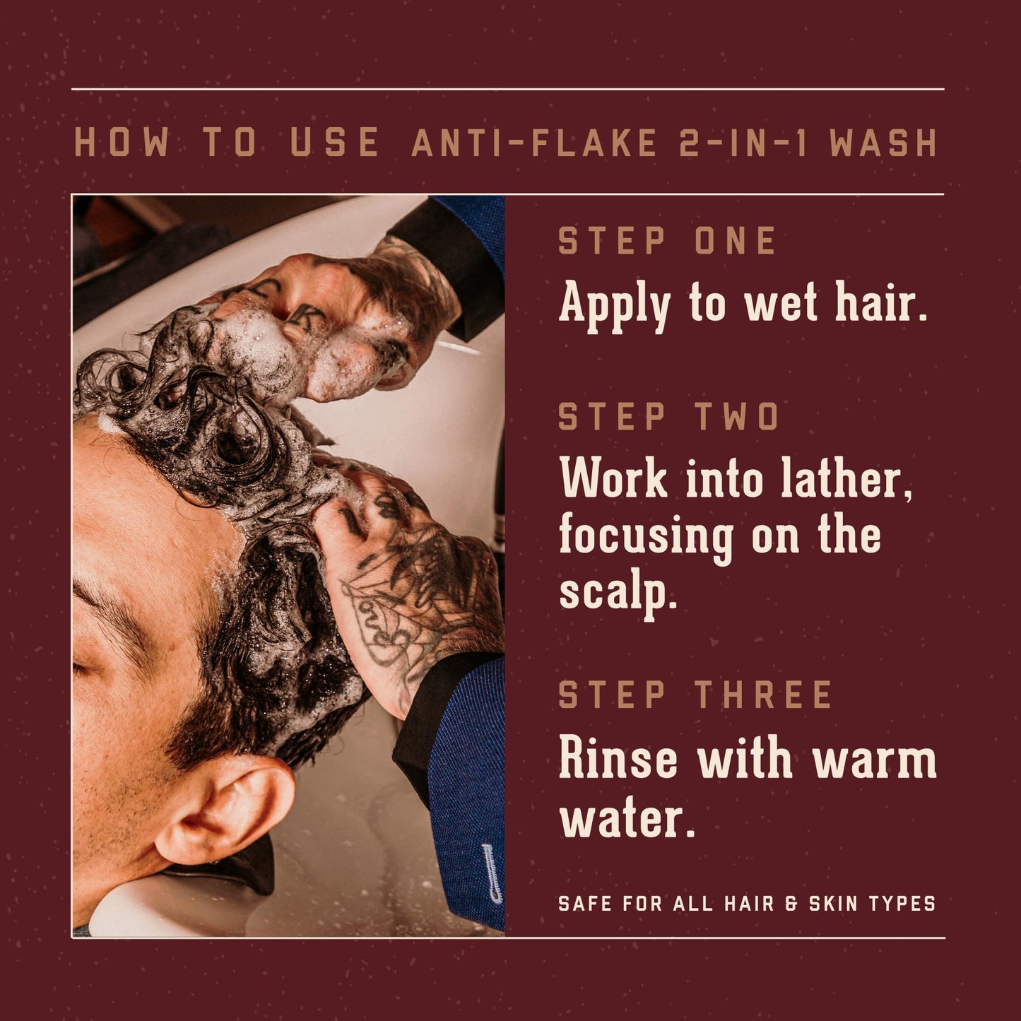Dark Red 18.21 Man Made Anti-Flake 2-in-1 Shampoo & Conditioner in Sweet Tobacco: Hydrating Cleanse Helps Dry, Itchy, Flaky Scalp