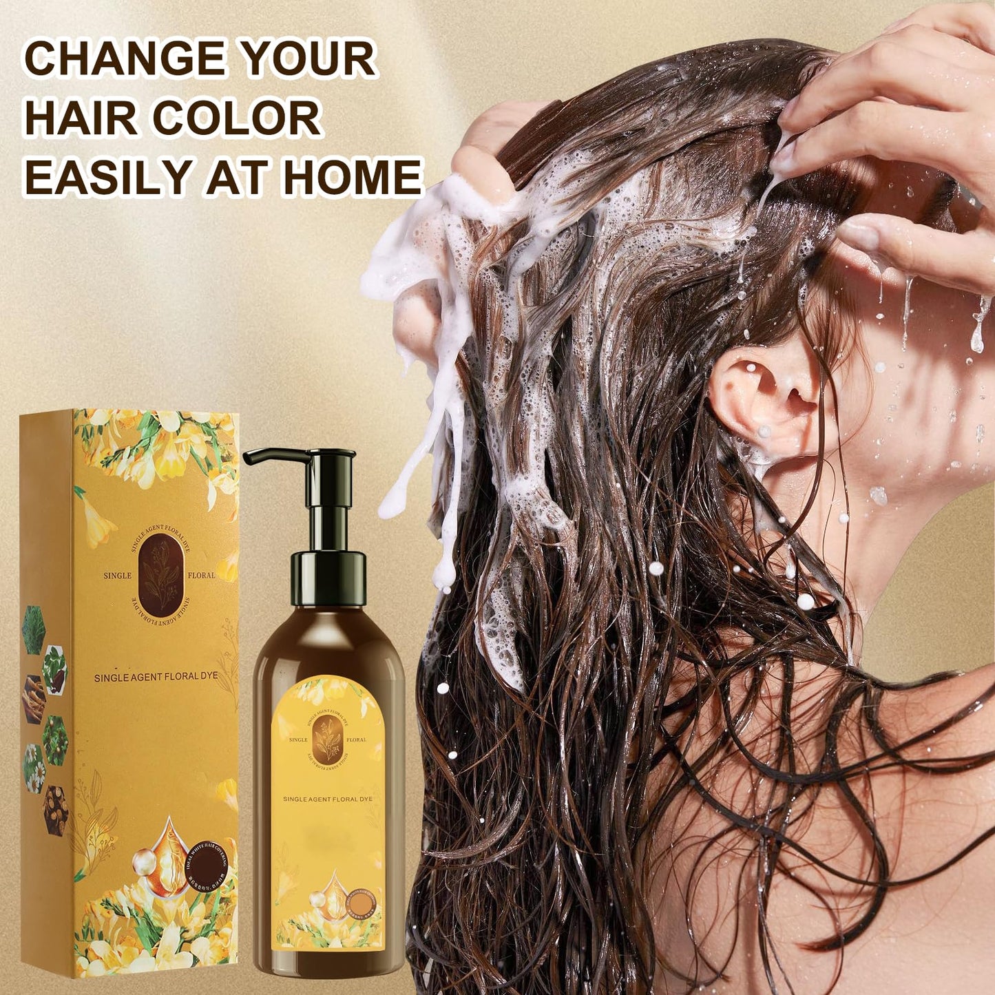 Light Gray Nourishing Plant-Based Hair Color, 2026 New 3 In1 Shampoo Hair Dye, Long-Lasting & Natural Hair Color Shampoo for Gray Coverage, Softens and Adds Shine for Women Men (Chestnut Brown)