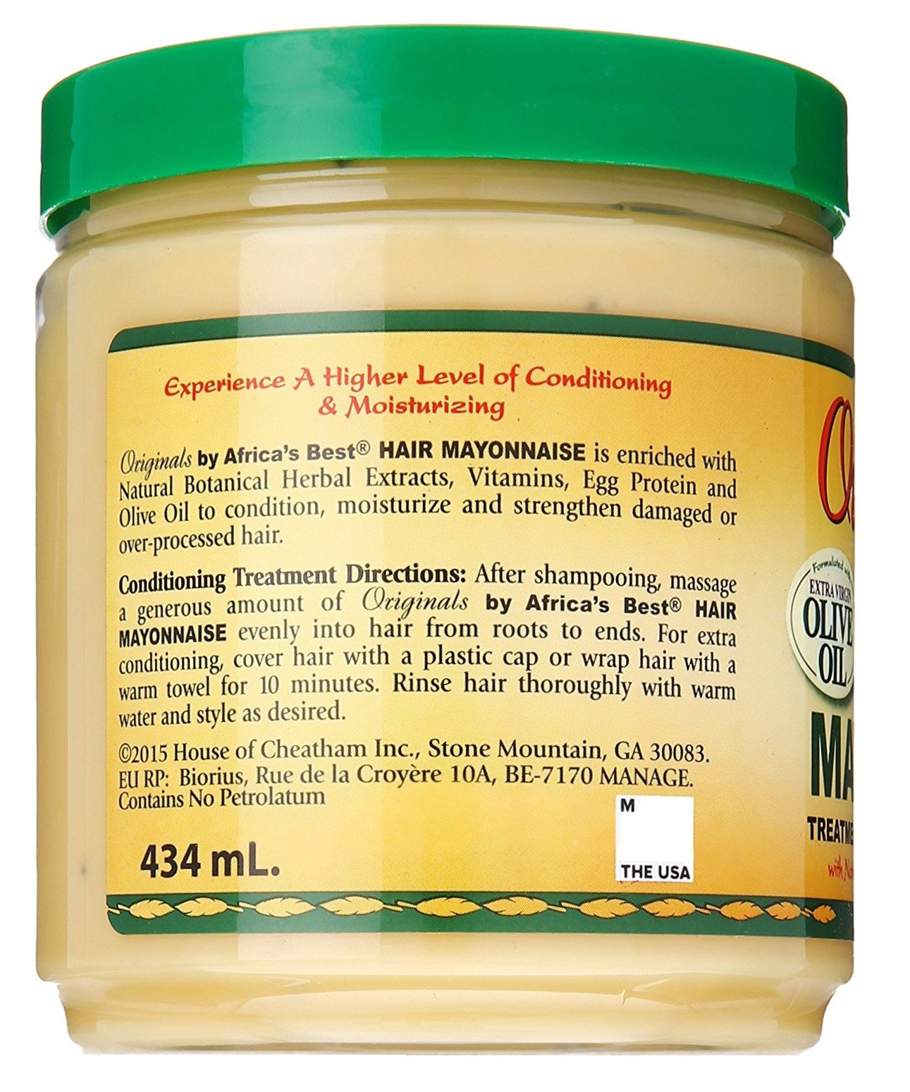 Pale Goldenrod Africas Best Orig Hair Mayonnaise 15 Ounce Jar (443ml) (6 Pack)