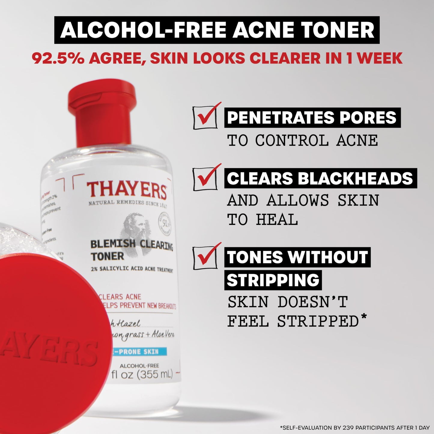 Light Gray Control the Zit-uation: Thayers Blemish Clearing 2% Salicylic Acid Toner + Rapid 10% Sulfur Acne Treatment, Soothing and Non-Stripping Skin Care