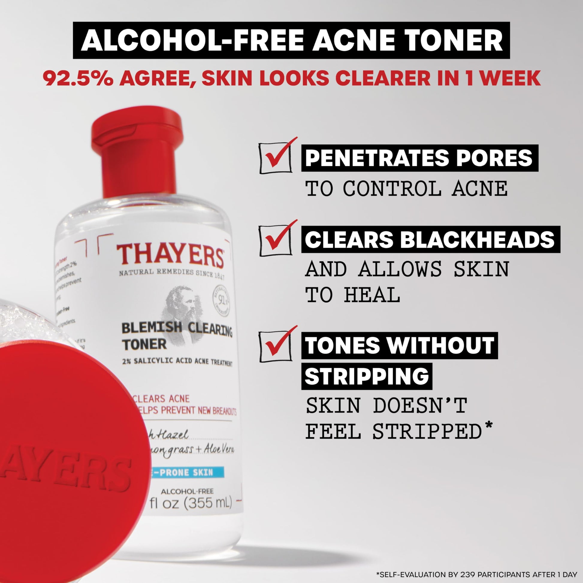 Light Gray Control the Zit-uation: Thayers Blemish Clearing 2% Salicylic Acid Toner + Rapid 10% Sulfur Acne Treatment, Soothing and Non-Stripping Skin Care