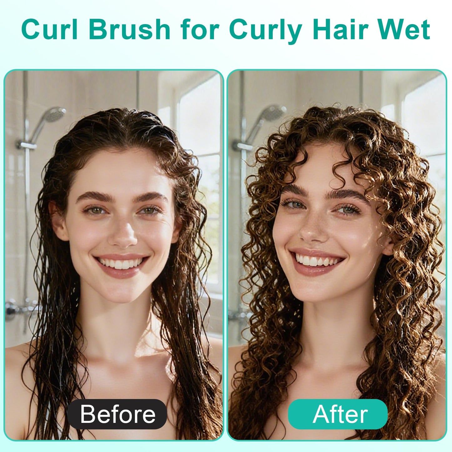 Alice Blue Curly Hair Brush, Curl Defining Brush with Soft Boar Bristles Detangling Tangled Glides, Wide-Teeth Design Effortlessly Shaping & Defining Curls, Curling Definer for Wet & Dry Hair (Green)