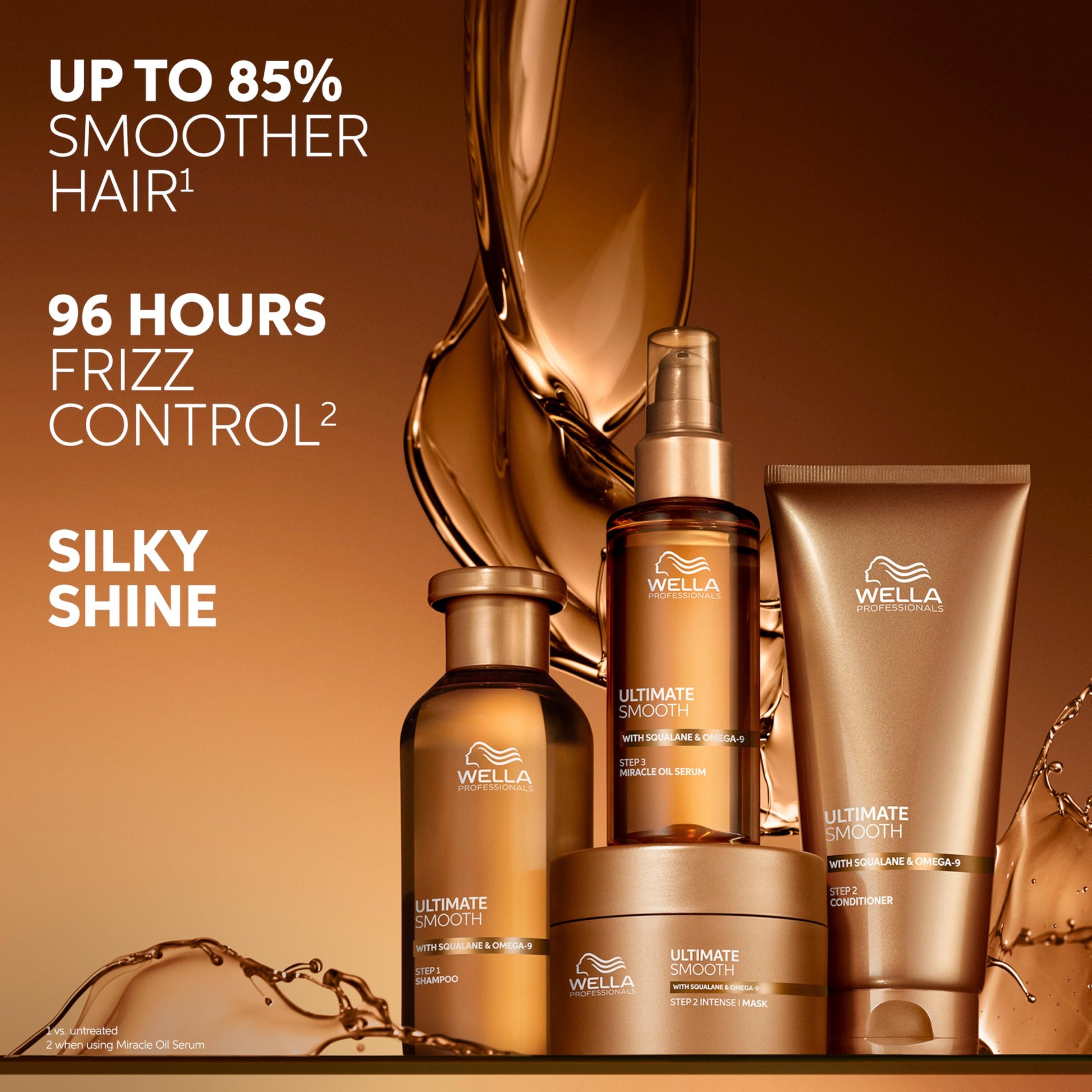 Dark Red Wella Professionals ULTIMATE SMOOTH Conditioner | Treatment for Dry & Frizzy Hair | With Squalane & Omega 9 | 6.7 Fl Oz