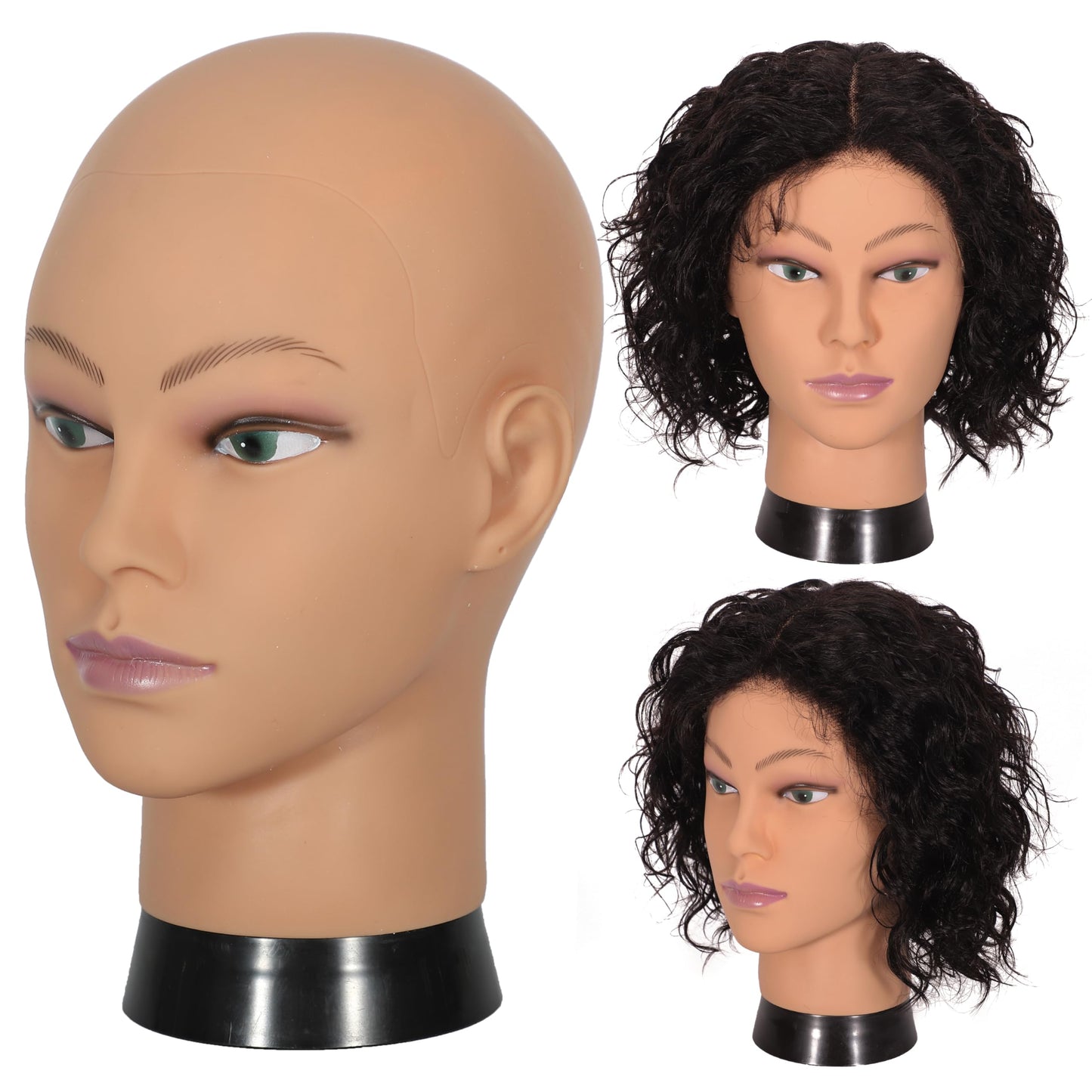 White Smoke simnient Bald Mannequin Head Stand Professional Cosmetology Wig Training Head for Wig Making and Display Hat Glasses Scarf Jewelry Model Head with Free Clamp