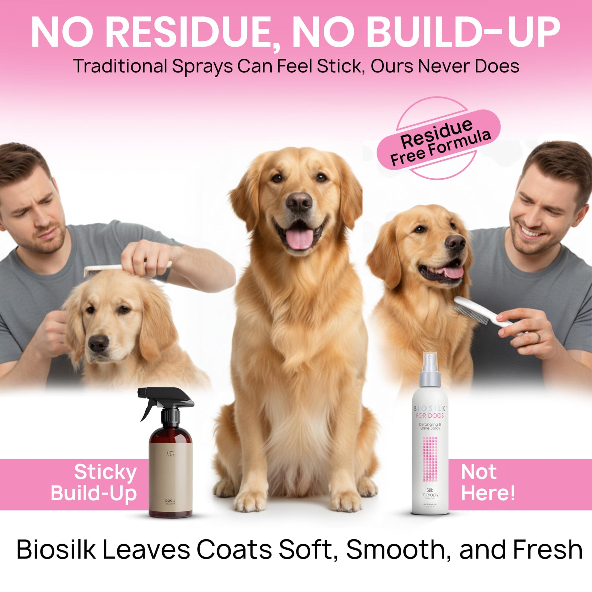 White Smoke BioSilk for Dogs Silk Therapy Detangling Plus Shine Protecting Mist for Dogs