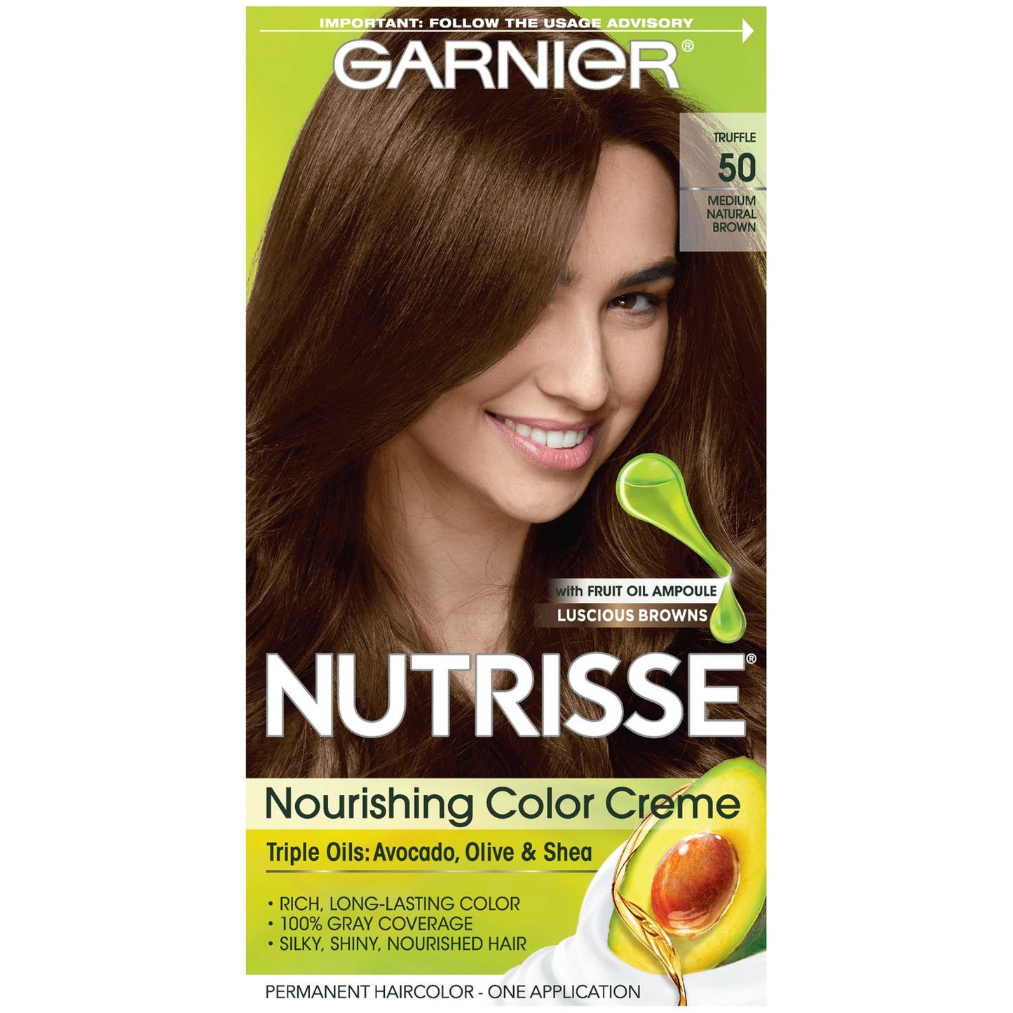 Black Garnier Nutrisse Nourishing Hair Color Creme, 50 Medium Natural Brown (Truffle) (Packaging May Vary)