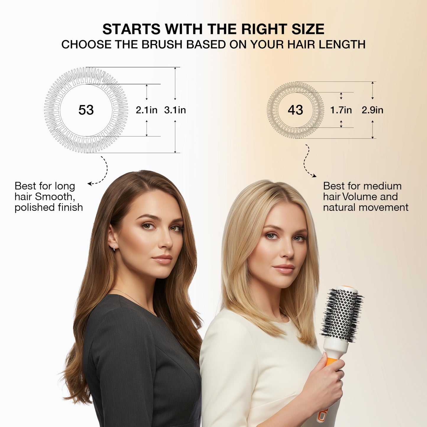 White Smoke GK HAIR Global Keratin Professional Large Thermal Extra Round Brush 43mm Ceramic Coated Barrel Anti Static Frizz Control Blow Drying Styling Detangling for Long Short Curly Tangle Straight Hair Unisex