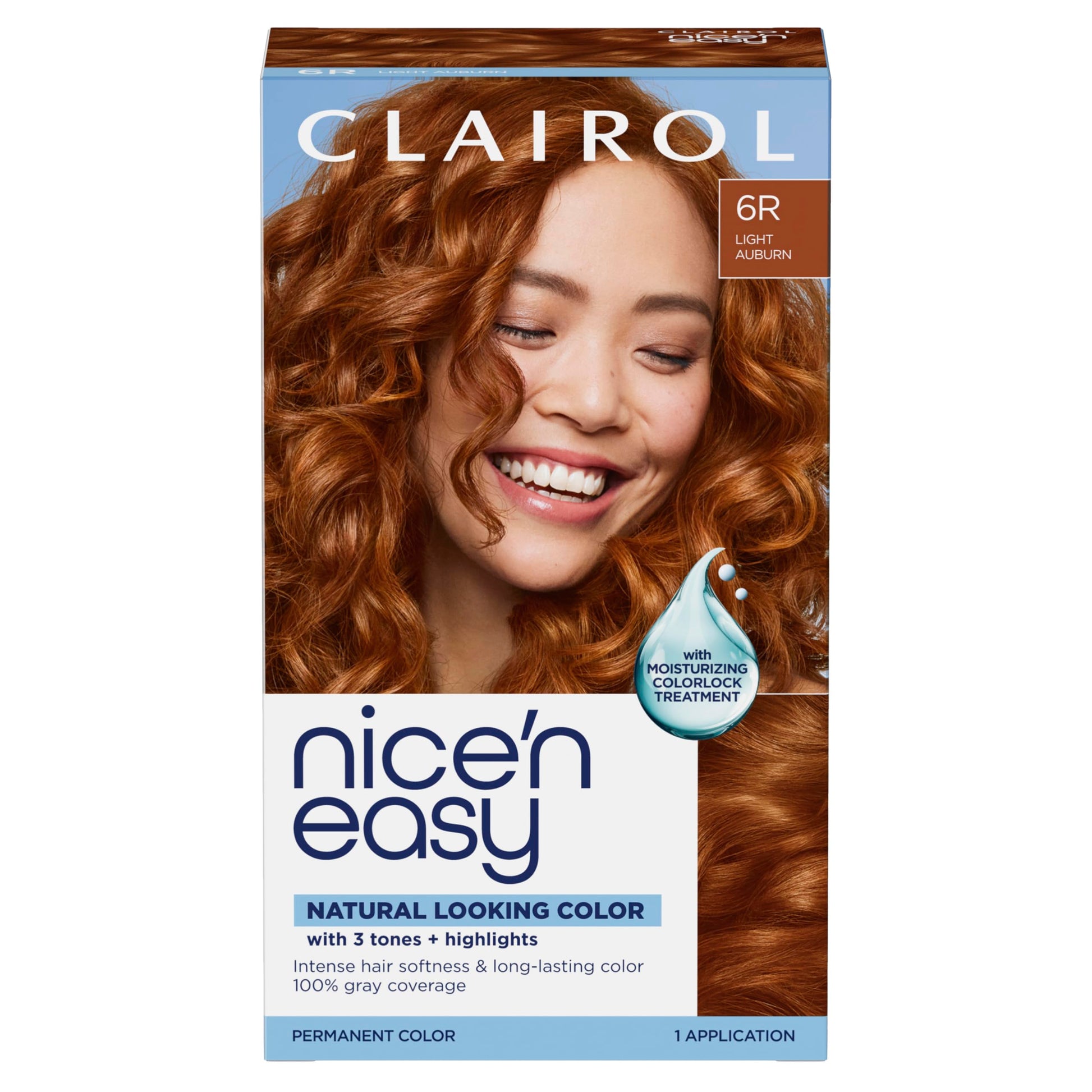 Saddle Brown Clairol Nice'n Easy Permanent Hair Dye, 6R Light Auburn Hair Color, Pack of 1 - Packaging May Vary