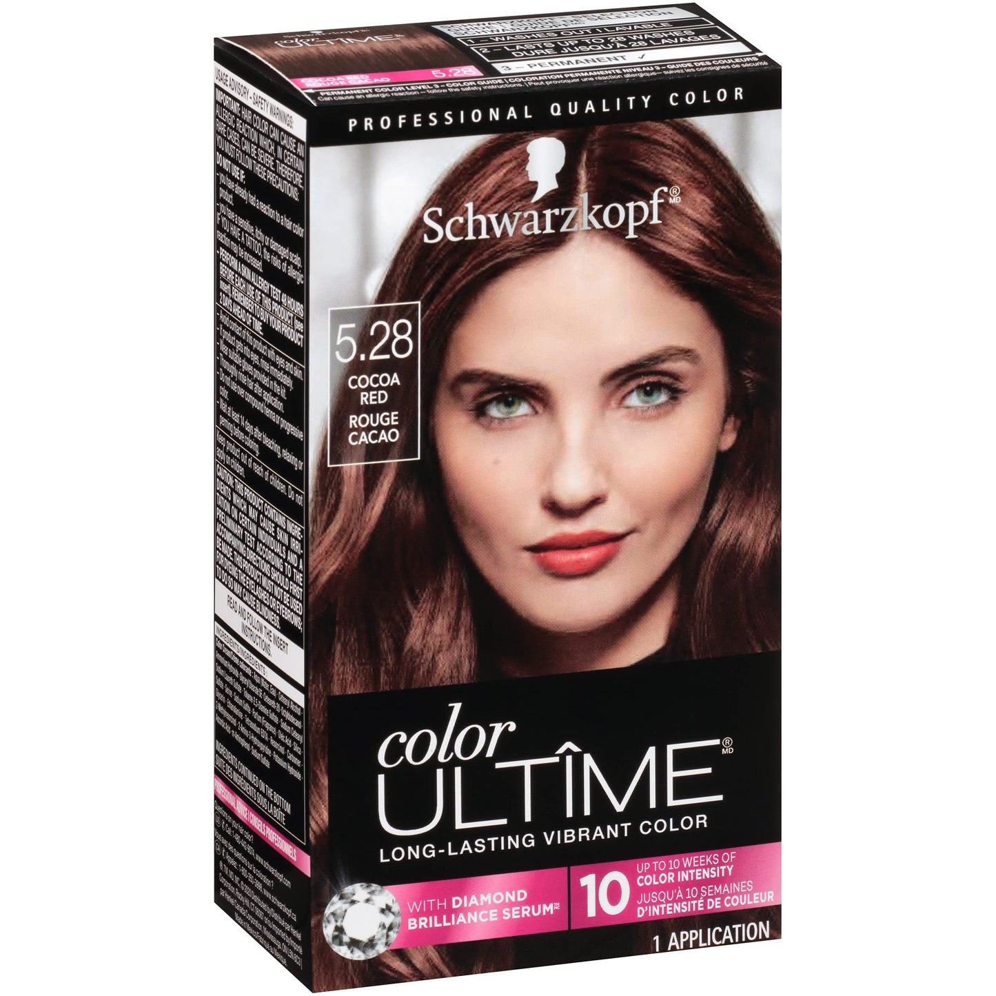 Black Schwarzkopf Color Ultime Hair Color Cream, 5.28 Cocoa Red (Packaging May Vary)