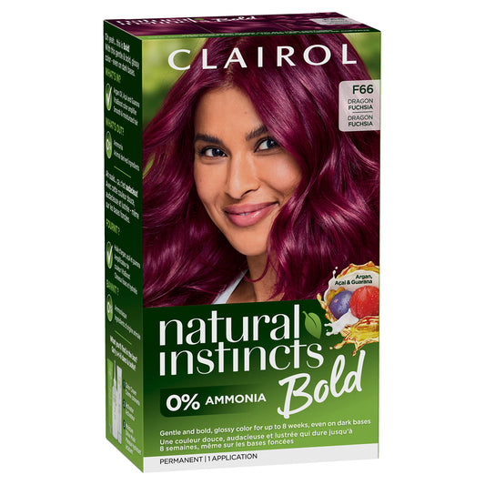 Black Clairol Natural Instincts Bold Permanent Hair Dye, F66 Dragon Fuchsia Hair Color, Pack of 1