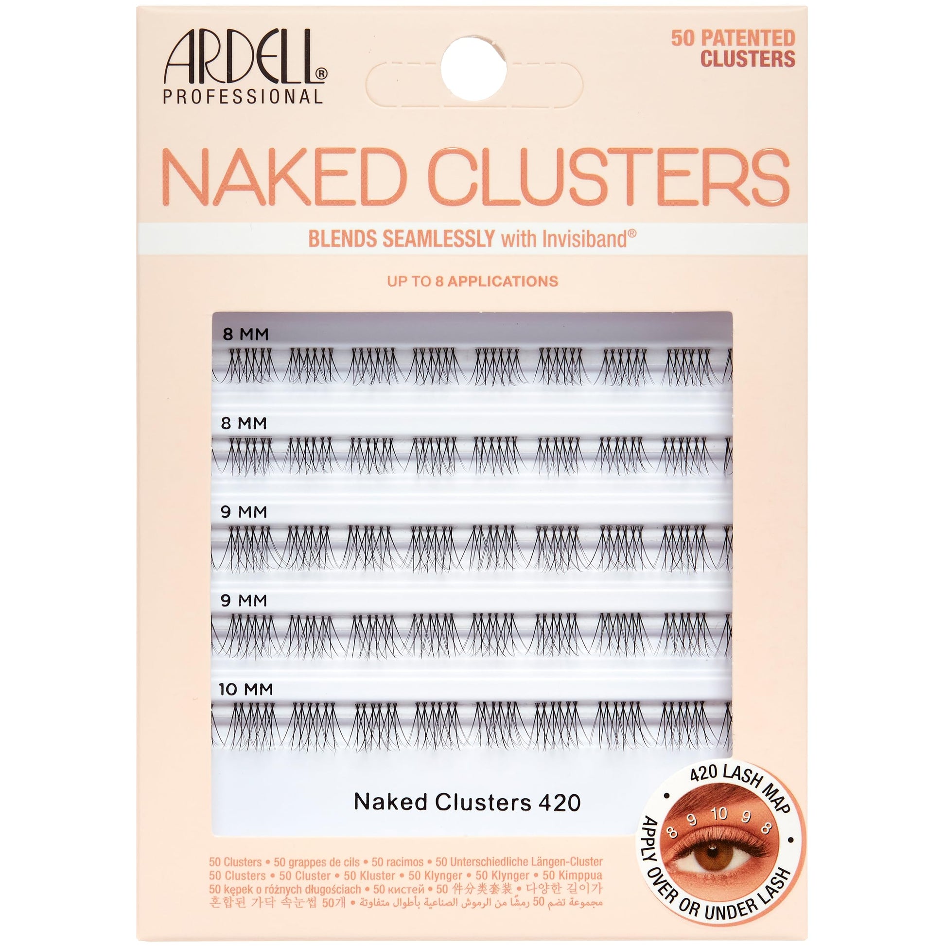 Antique White Ardell Naked Clusters 420 – Seamless Individual Lashes, Reusable Lash Clusters with Invisiband, DIY Eyelash Cluster, Natural Look Lash Extensions, 50 ct
