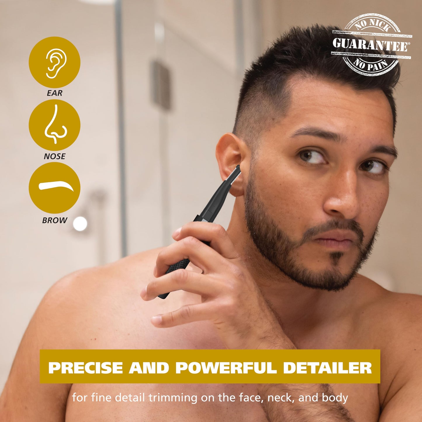 Gray Wahl Manscaper ® 2 in 1 Lithium Battery Tactical® Dual Sided Eyebrow Trimmer and Nose Hair Trimmer for Men – Model 3023805