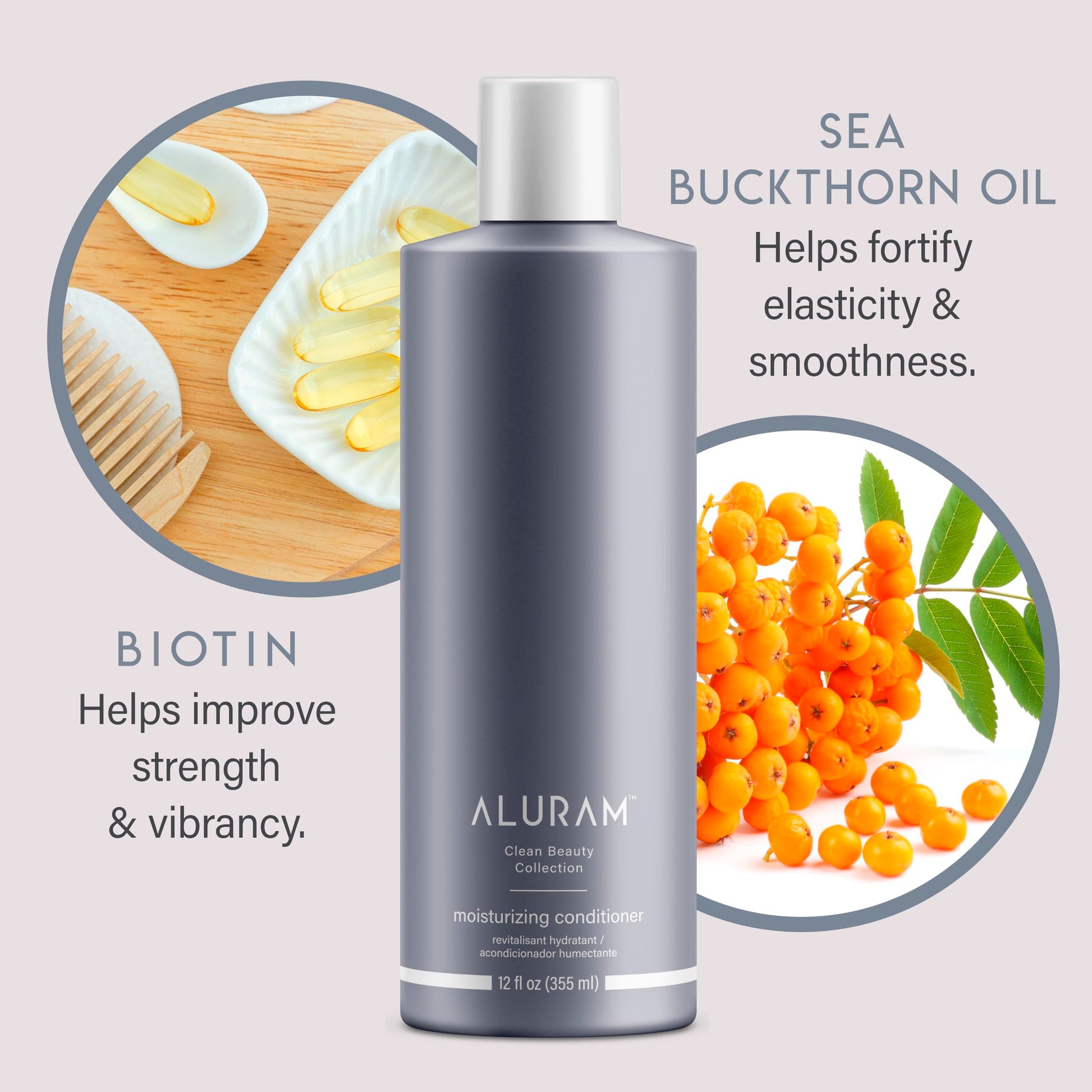 Lavender ALURAM Coconut Water Moisturizing Conditioner for Men and Women, Clean Hydration and Shine for Medium to Coarse Textured Hair, 12 Fl Oz