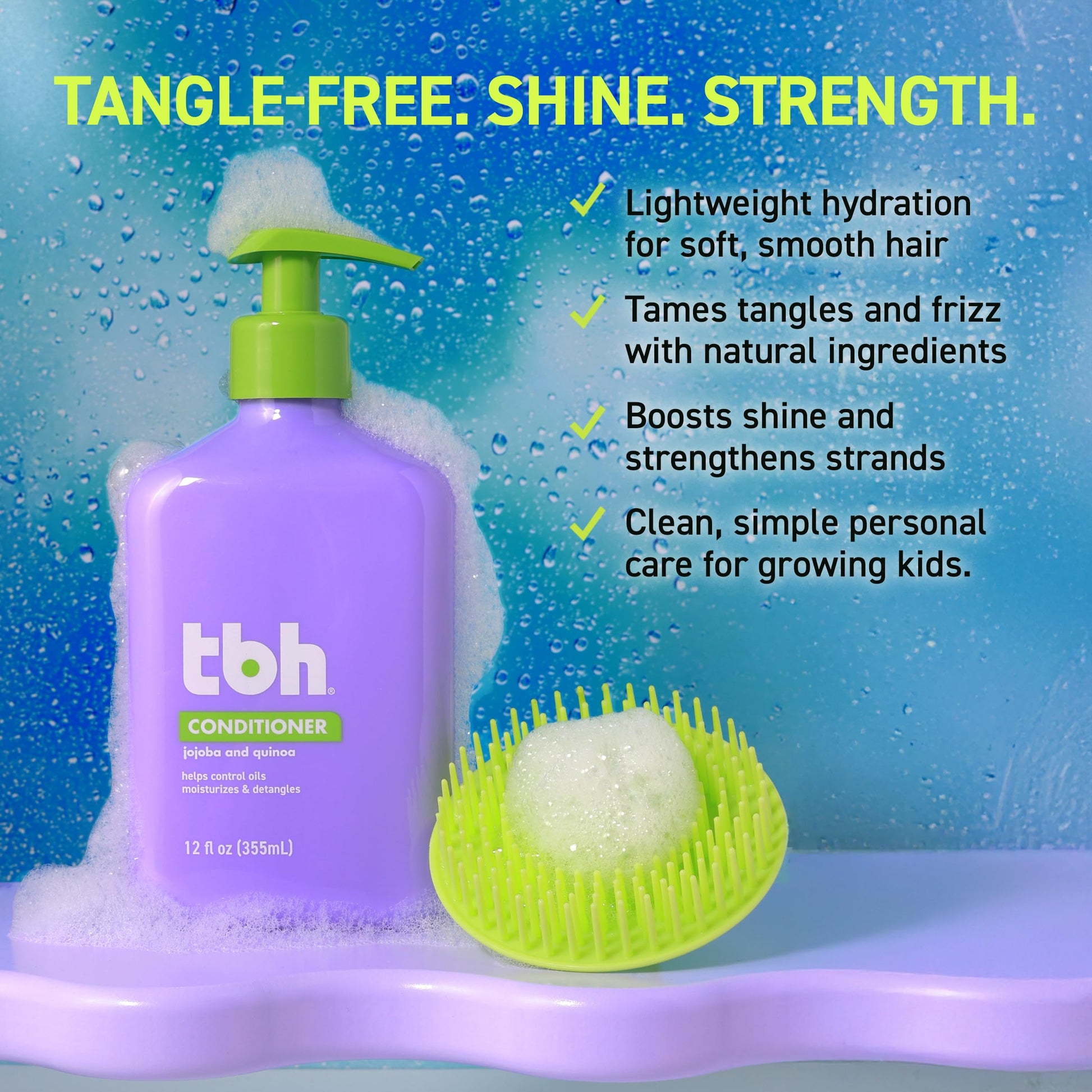 Steel Blue TBH Teen & Kids Conditioner- Lightweight and Detangling Hydrating Hair Conditioner for Dry, Oily, Fine, Curly, and All Hair Types - Tween and Kids Hair Conditioner - Sulfate, Paraben Free - 12 oz