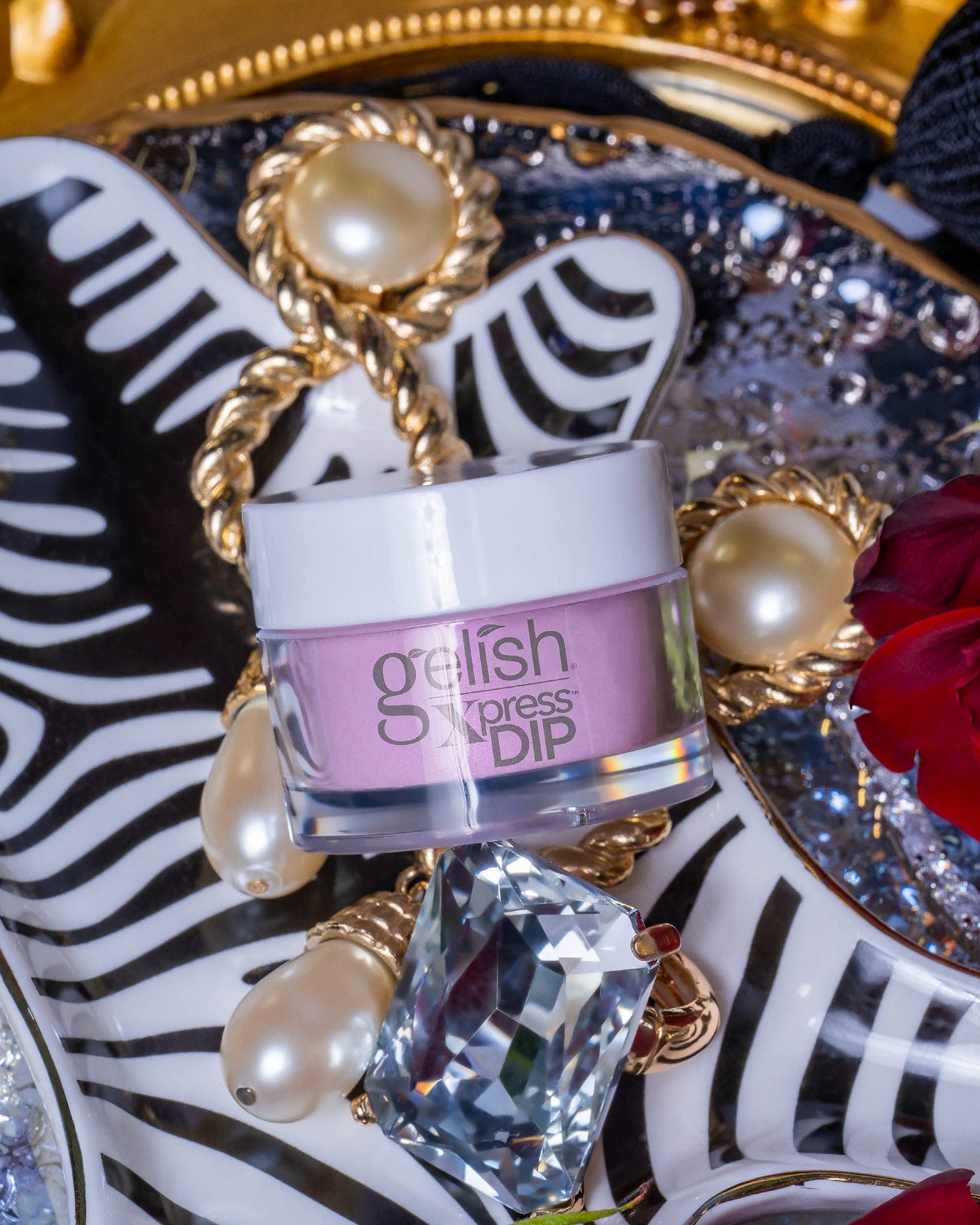 Dim Gray Gelish Xpress Dip Powder Collection (All The Queen's Bling) Nude Nail Dip Powder, Vibrant Color, Professional Quality, High Shine, Chip-Resistant, 0.3 ounce
