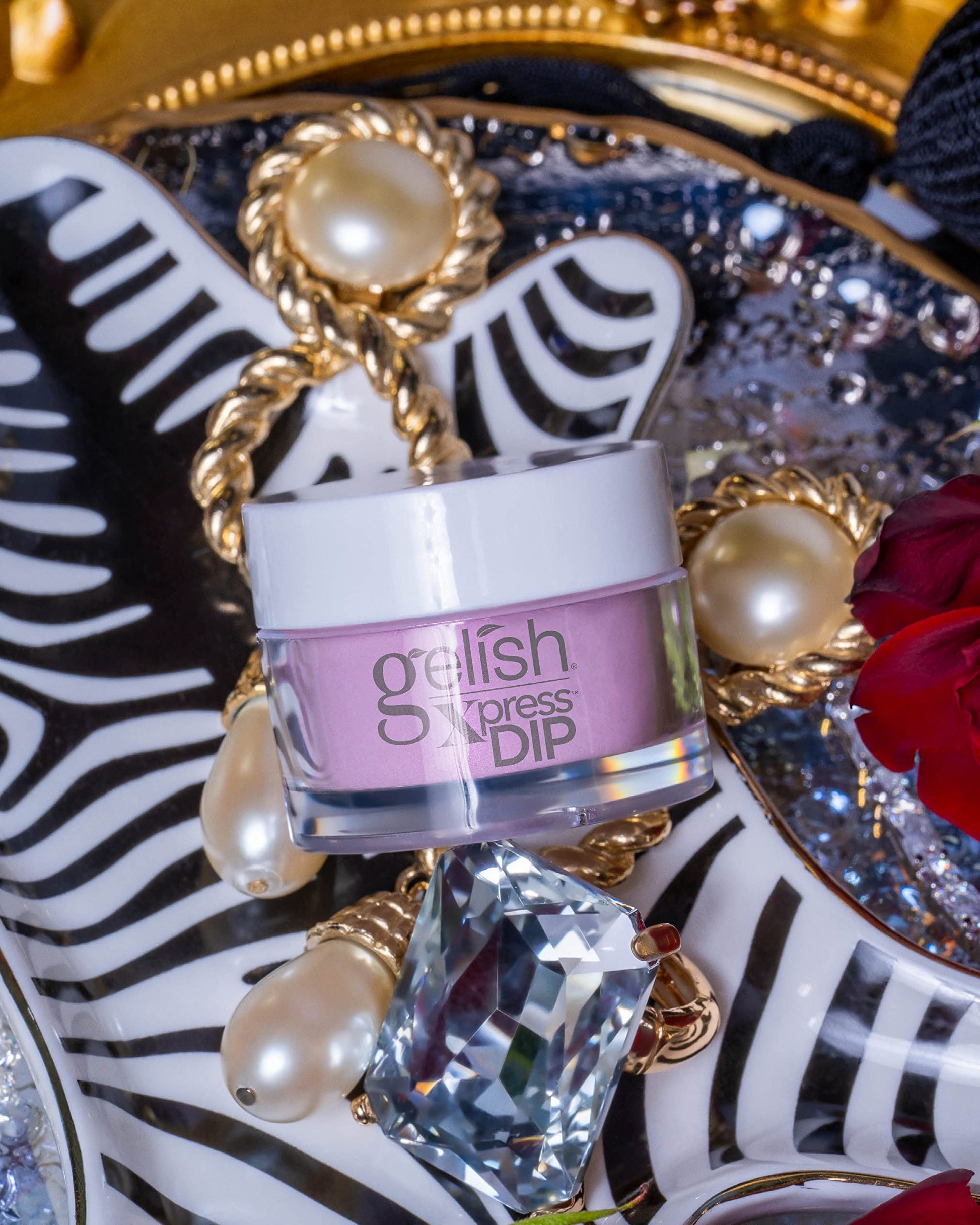 Dim Gray Gelish Xpress Dip Powder Collection (All The Queen's Bling) Nude Nail Dip Powder, Vibrant Color, Professional Quality, High Shine, Chip-Resistant, 0.3 ounce